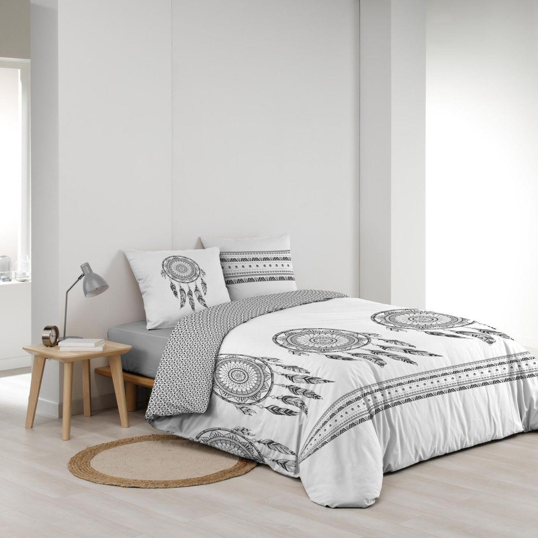 Voir la diapositive 2 : Douceur d'Intérieur Parure de lit 3 pièces  indian dream  240x220cm blanc