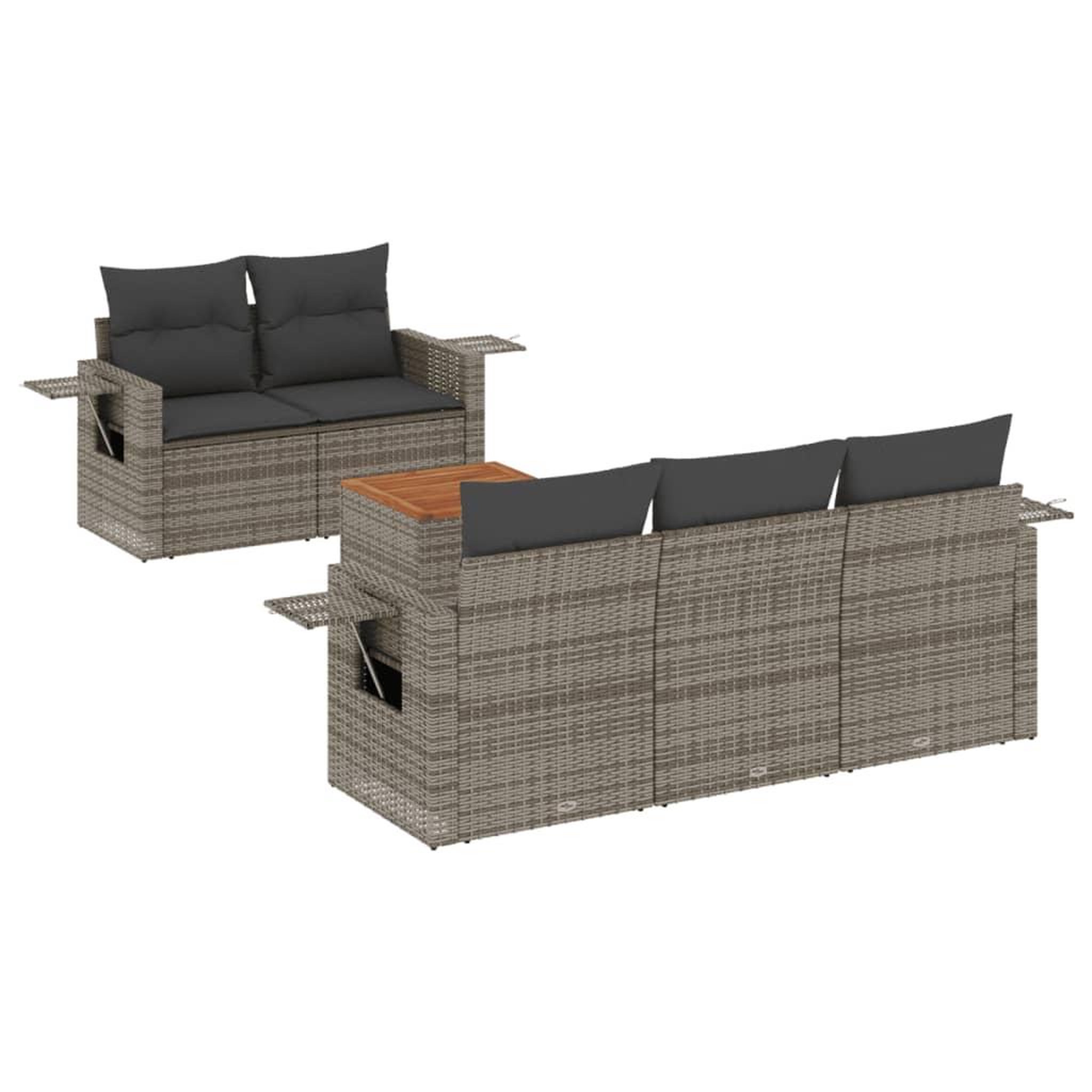 Voir la diapositive 2 : VIDAXL Salon de jardin 6 pcs avec coussins gris resine tressee