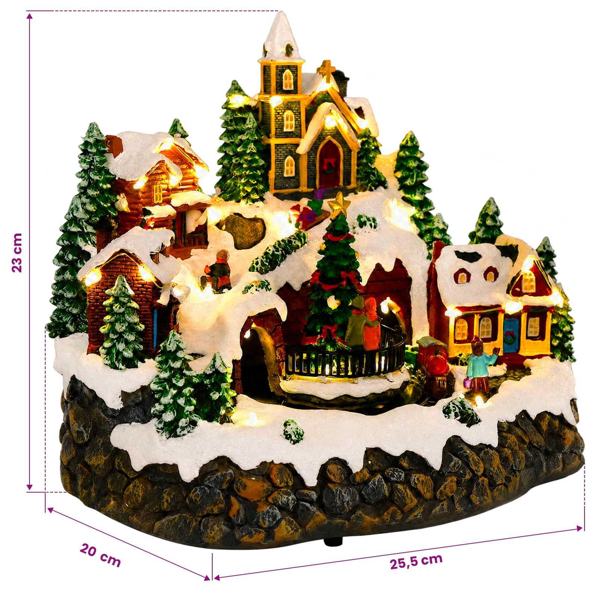 Voir la diapositive 3 : VIDAXL Scene de village de Noël avec train SALO 25,5 x 20 x 23 cm