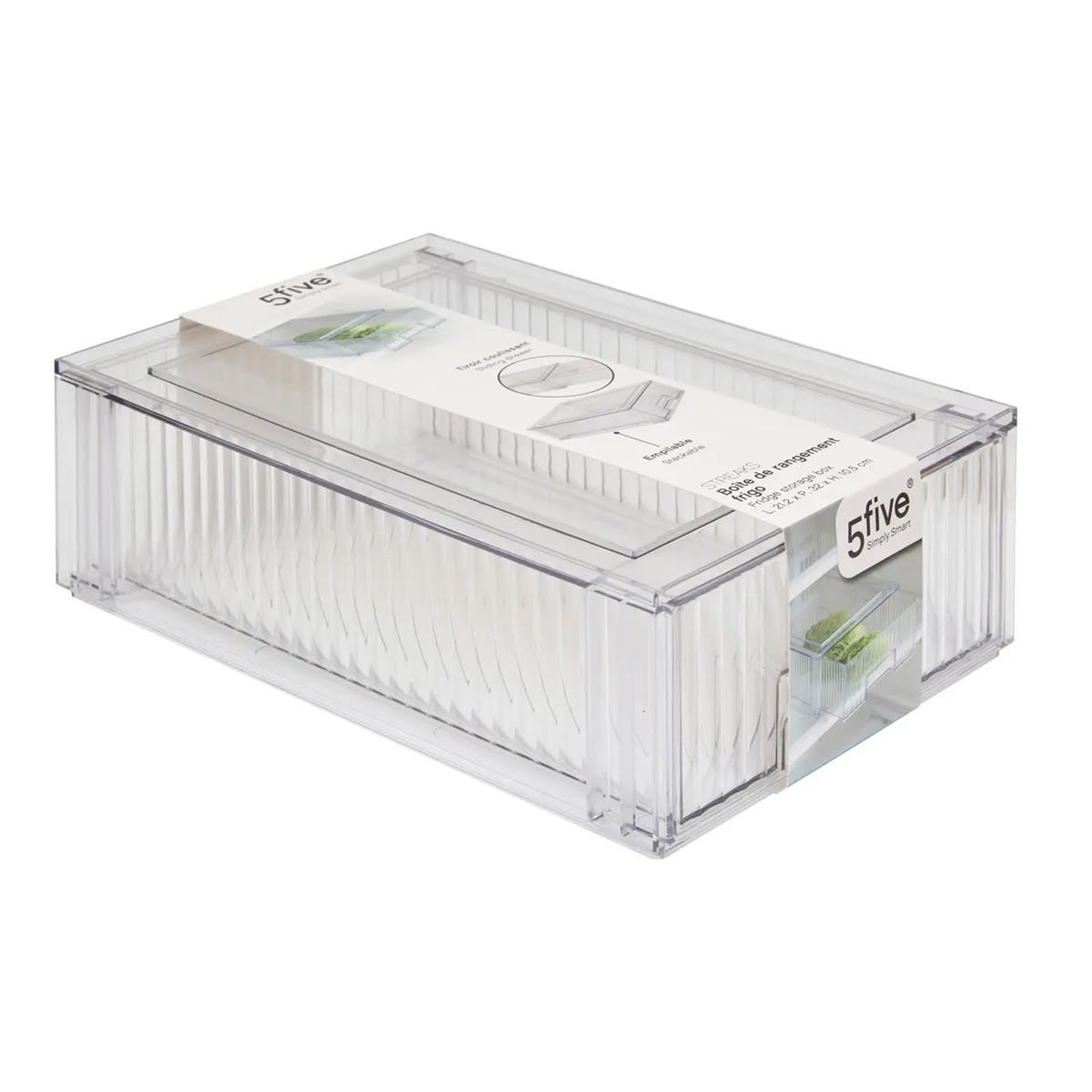 FIVE Boîte de rangement frigo à tiroir  streaks  32cm transparent