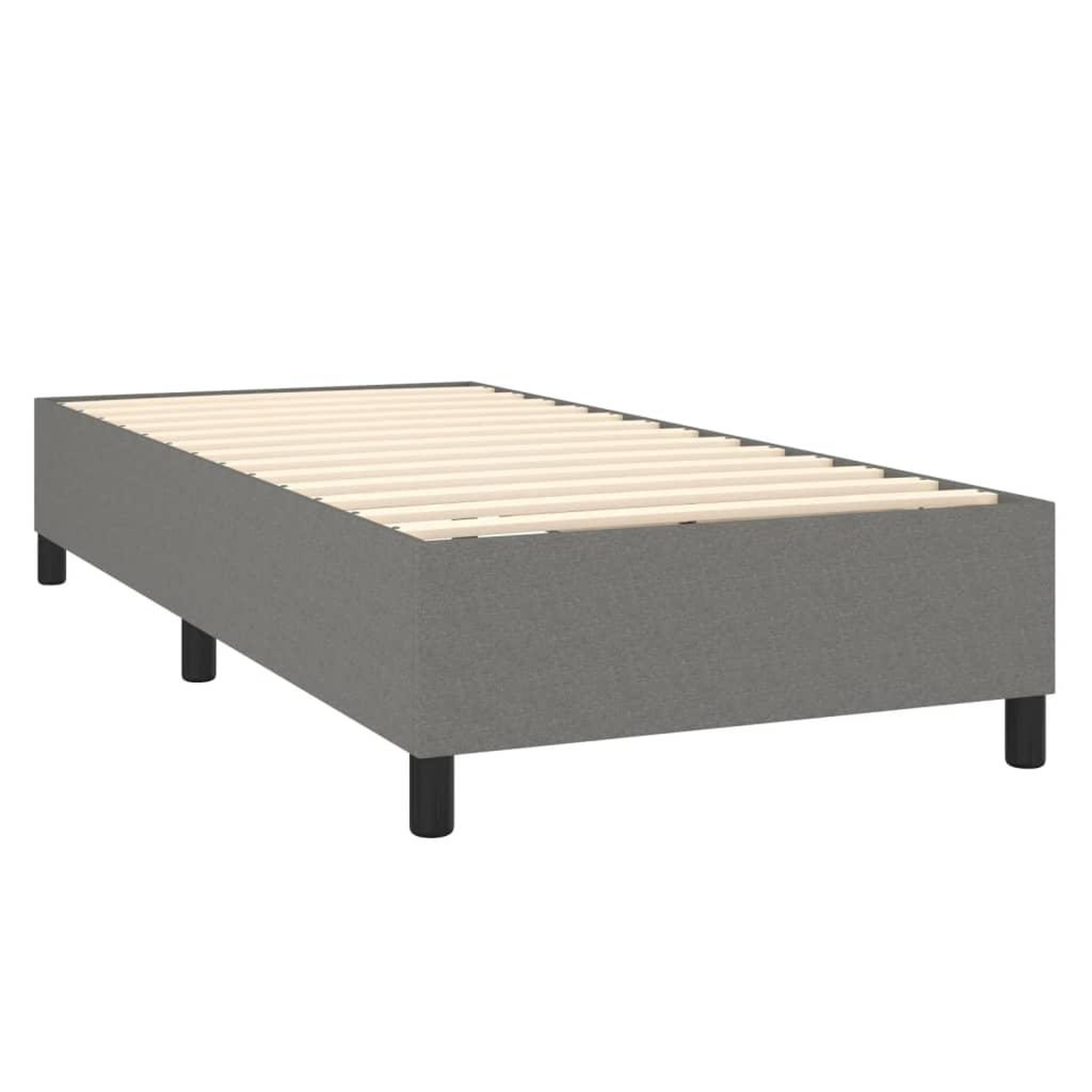 Voir la diapositive 4 : VIDAXL Sommier a lattes de lit avec matelas Gris fonce 80x200 cm Tissu