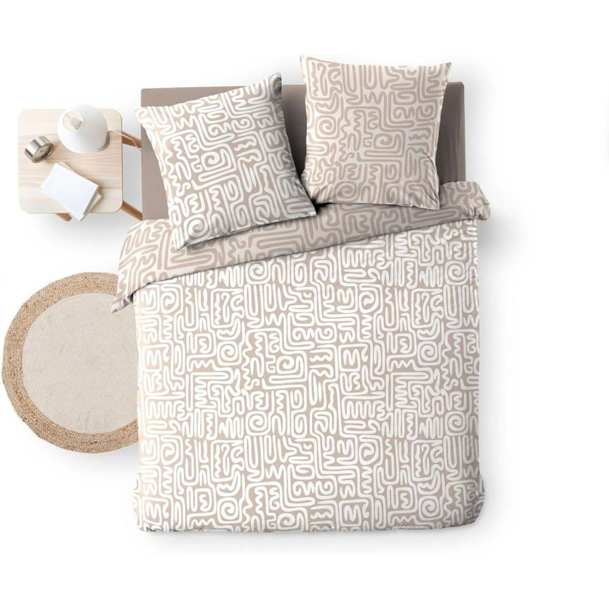 Douceur d'Intérieur Housse de couette 240x220 + 2 taies 100% coton