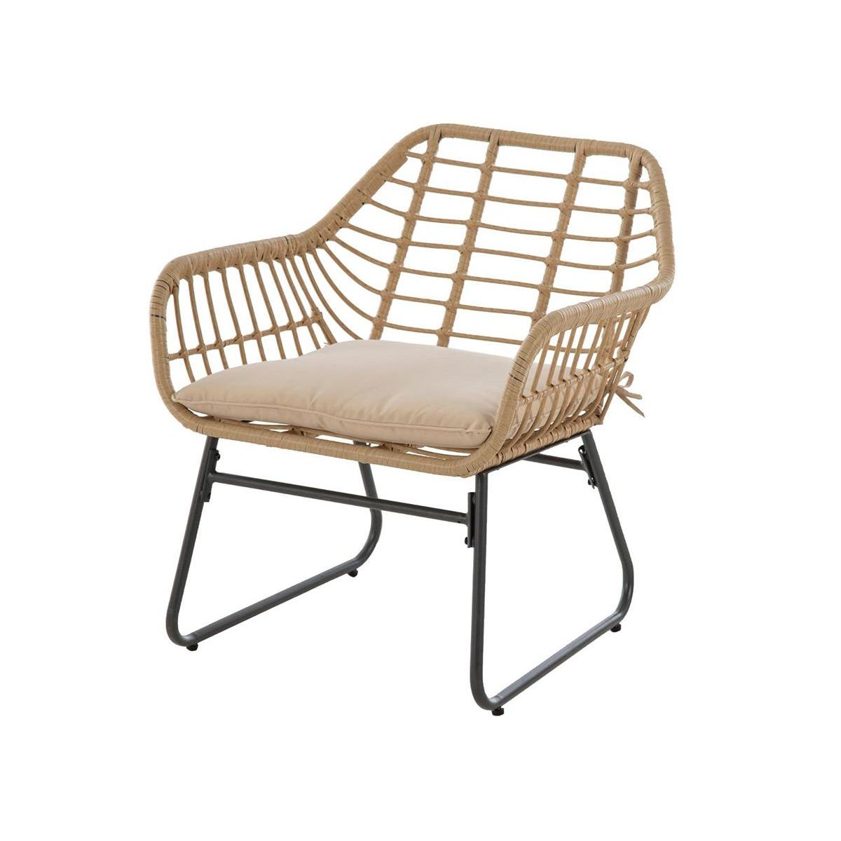 HESPERIDE Salon de jardin en résine tressée Lambada Sésame avec table basse rectangulaire - 4 places - Hespéride