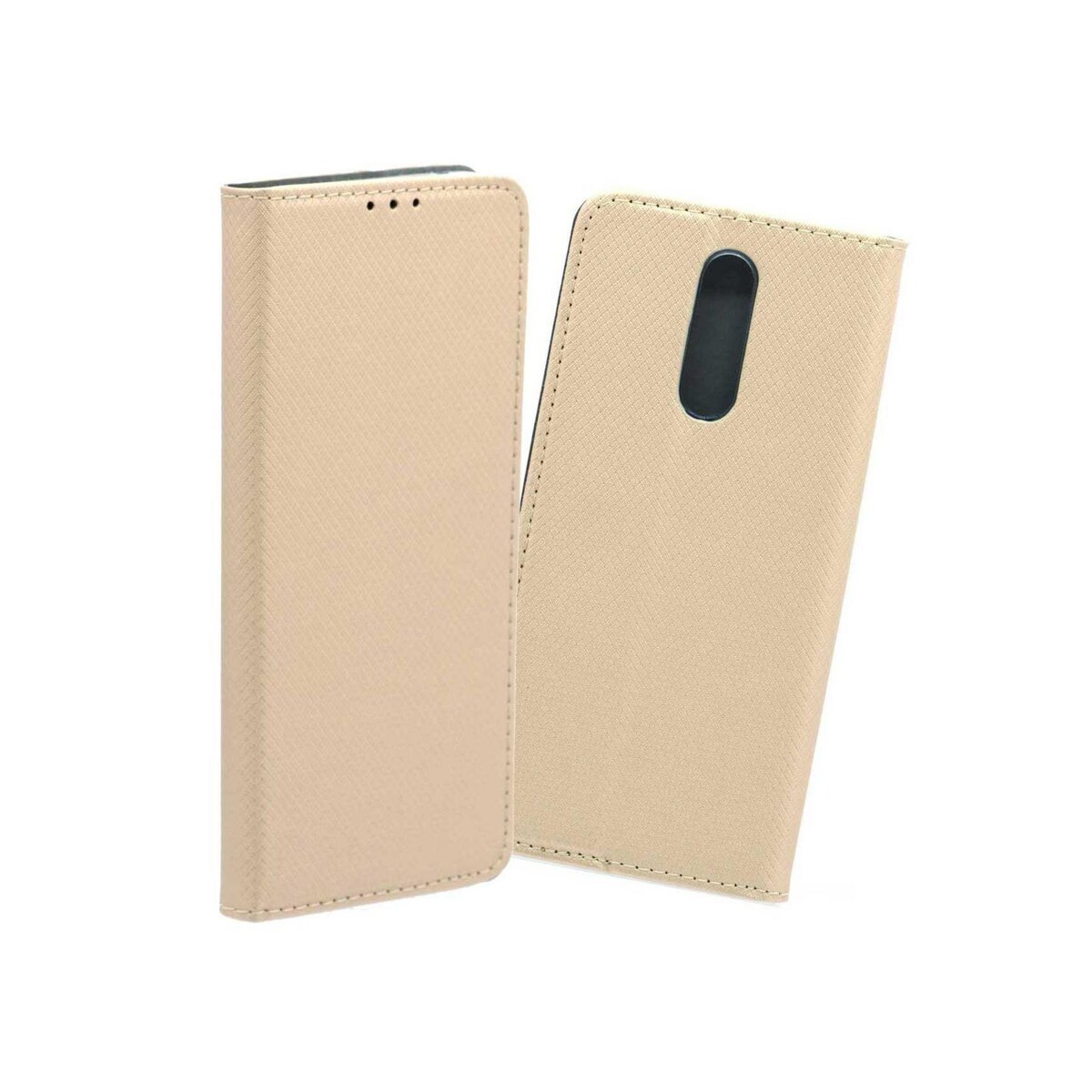 amahousse Housse Xiaomi Redmi 8 folio doré texturé rabat aimanté