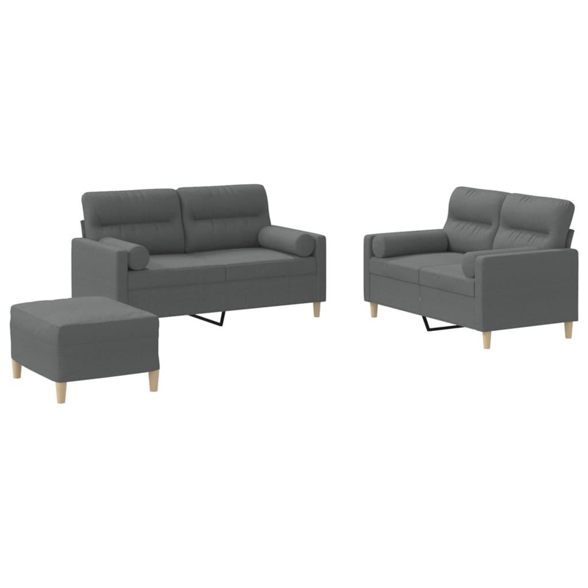 Voir la diapositive 2 : VIDAXL Ensemble de canapes 3 pcs coussins gris fonce tissu