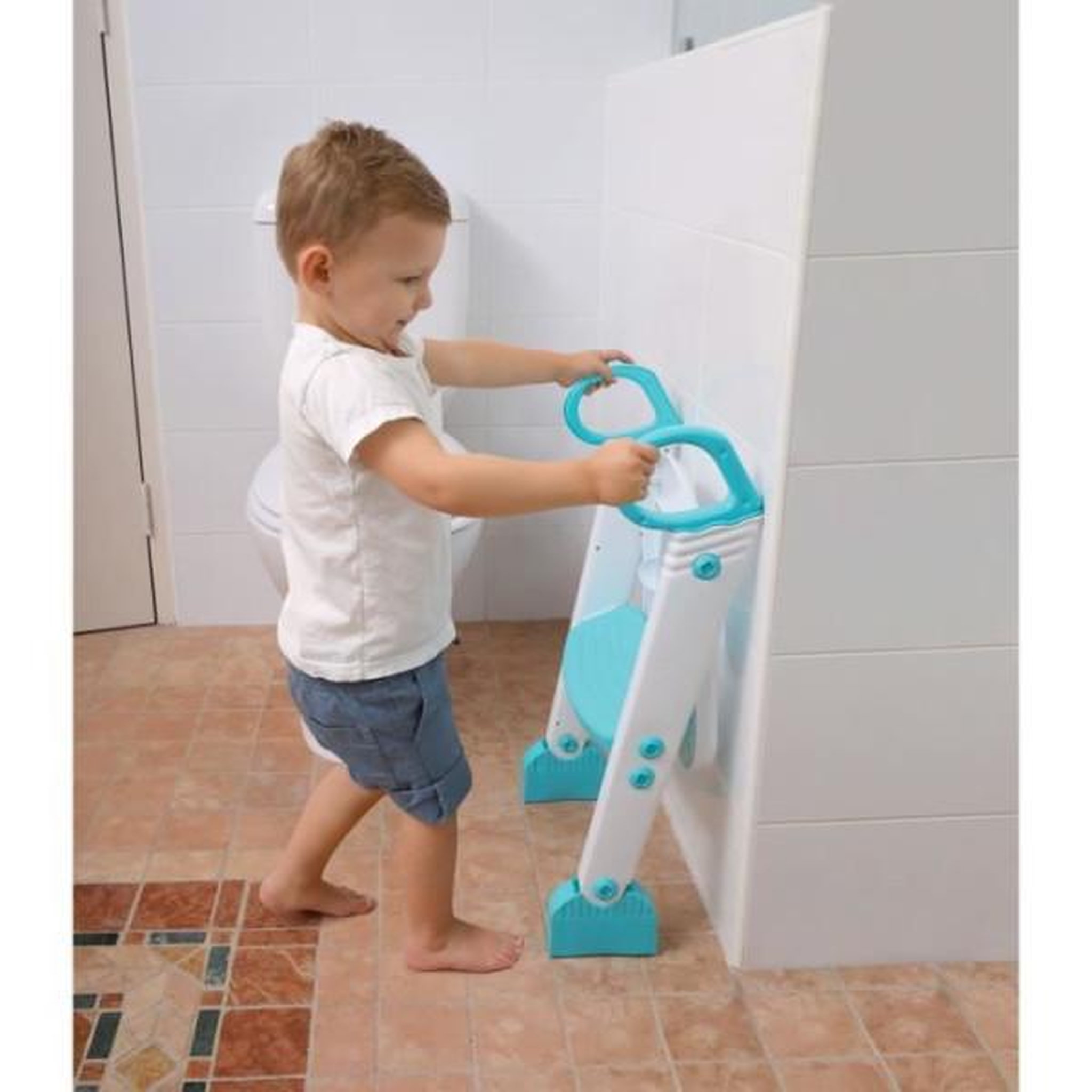 Voir la diapositive 3 : MARKET24 Réducteur de WC - DREAMBABY - STEP-UP - Siege d'apprentissage de la propreté - 2 étages réglables - Aqua