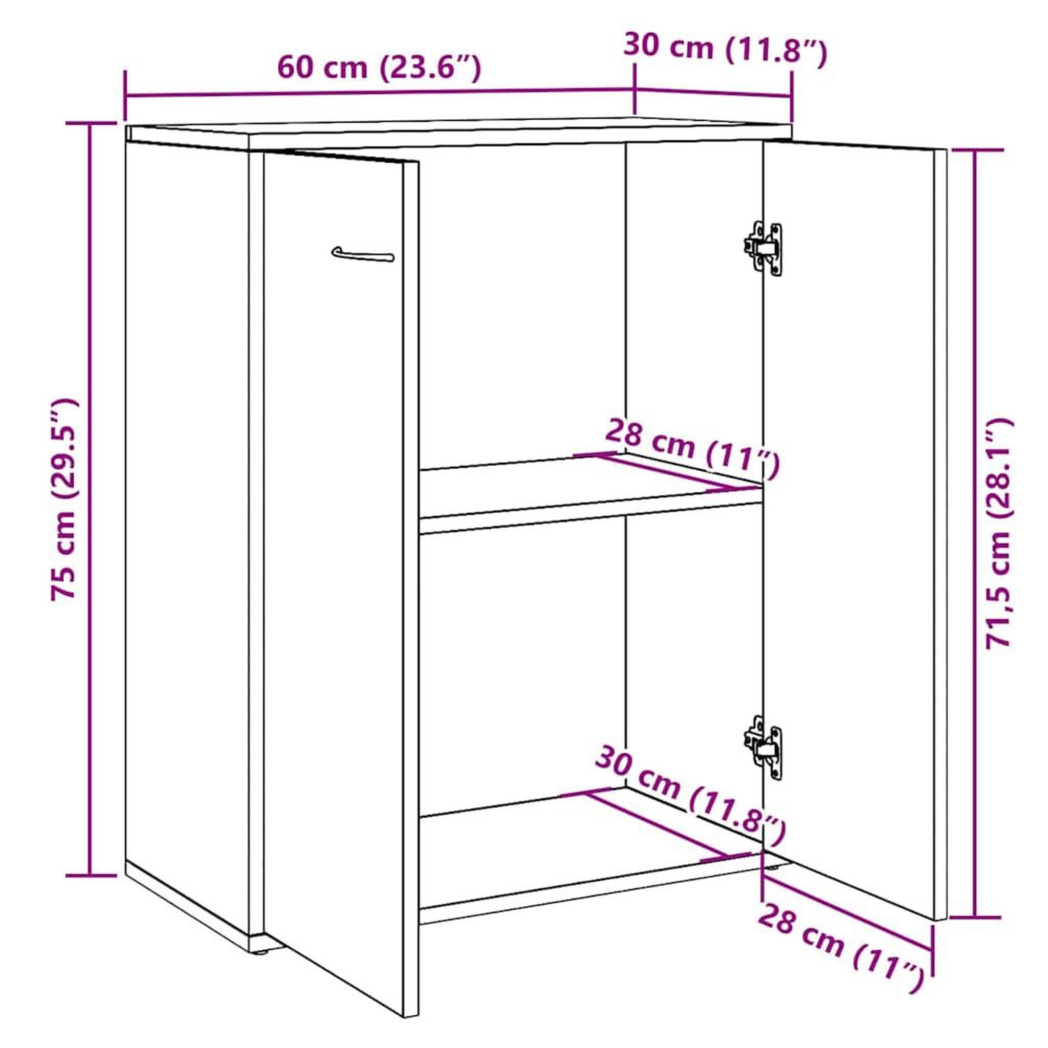 Voir la diapositive 6 : VIDAXL Buffet vieux bois 60x30x75 cm bois d'ingenierie