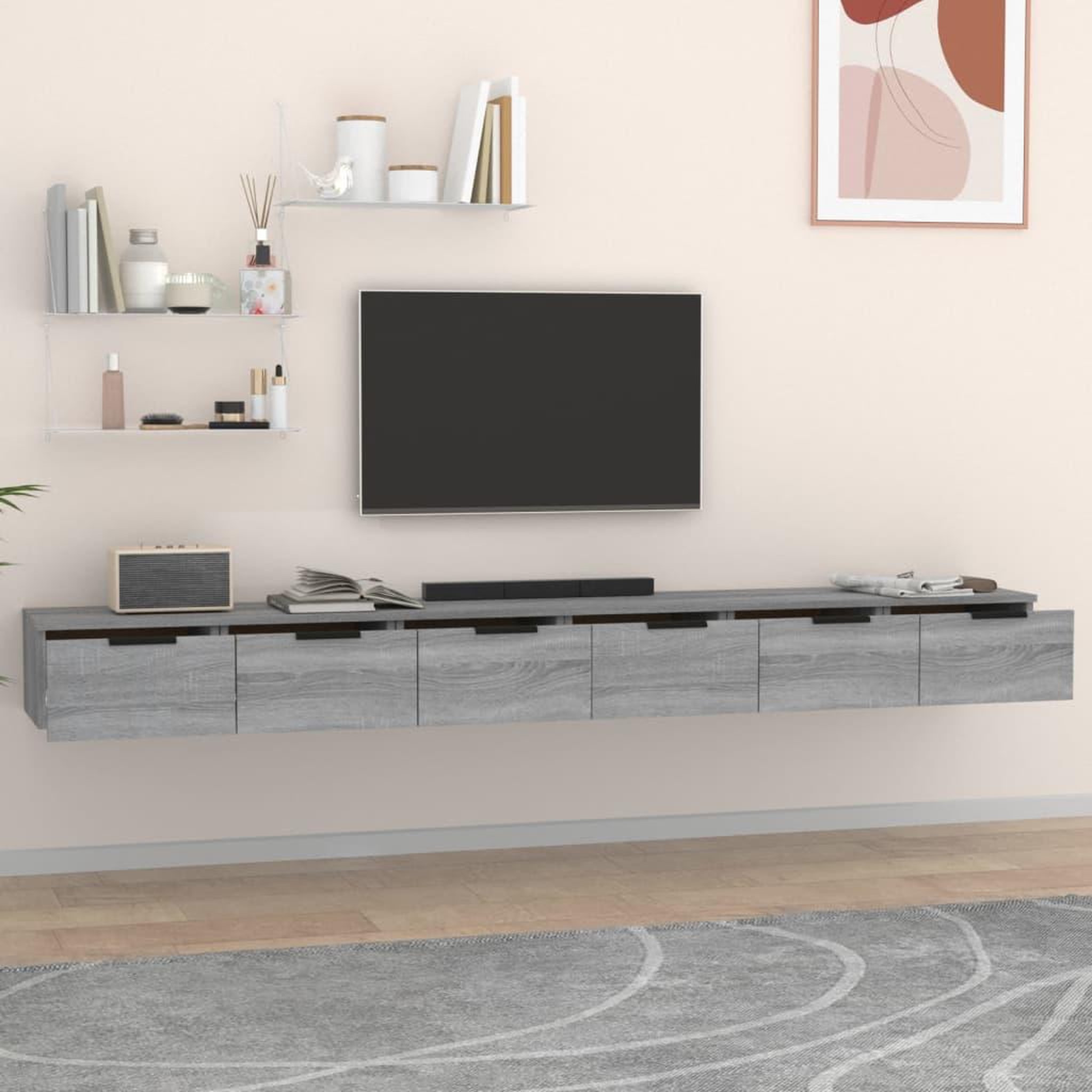 Voir la diapositive 3 : VIDAXL Armoires murales 2pcs Sonoma gris 102x30x20cm Bois d'ingenierie