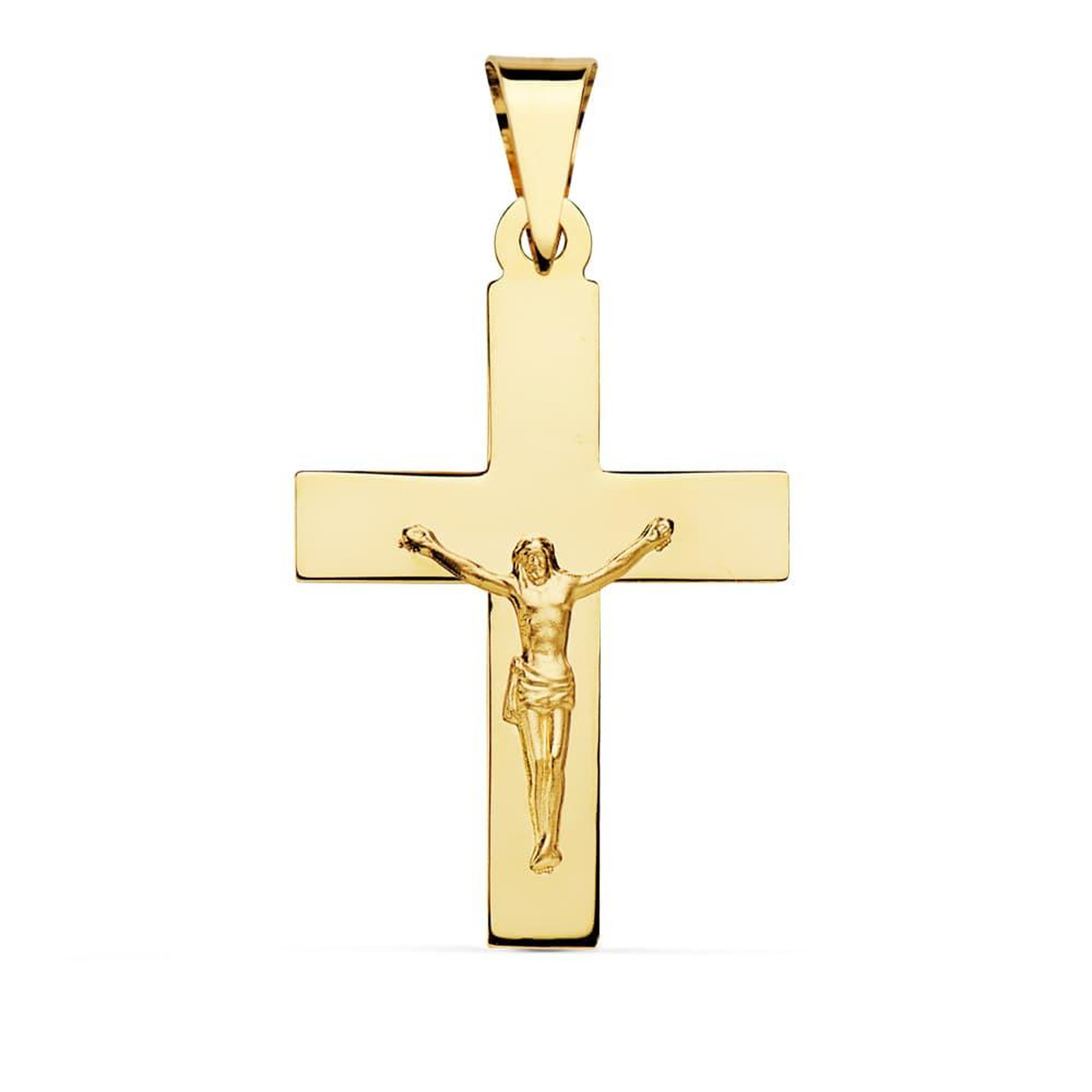 L'ATELIER D'AZUR Pendentif  - Médaille Christ sur la Croix Or 18 Carats 750 Jaune - Chaines Offertes