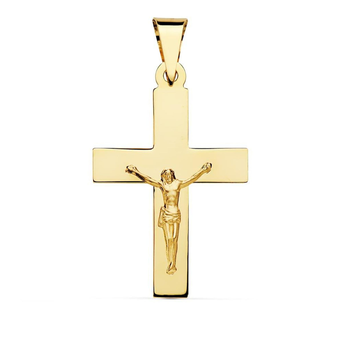 L'ATELIER D'AZUR Pendentif  - Médaille Christ sur la Croix Or 18 Carats 750 Jaune - Chaines Offertes