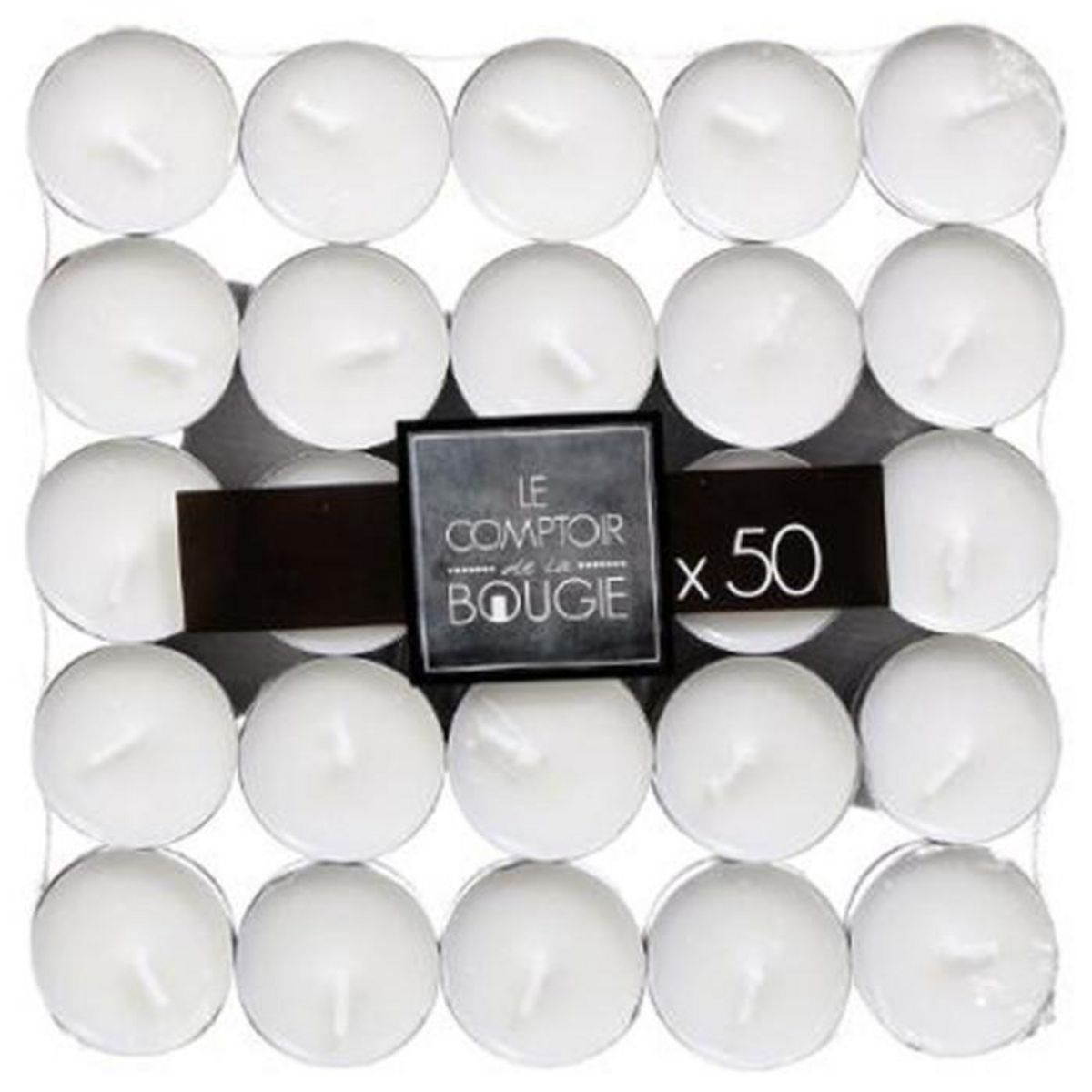 COMPTOIR DE LA BOUGIE Lot de 50 Bougies Chauffe-Plat  Many  3,7cm Blanc