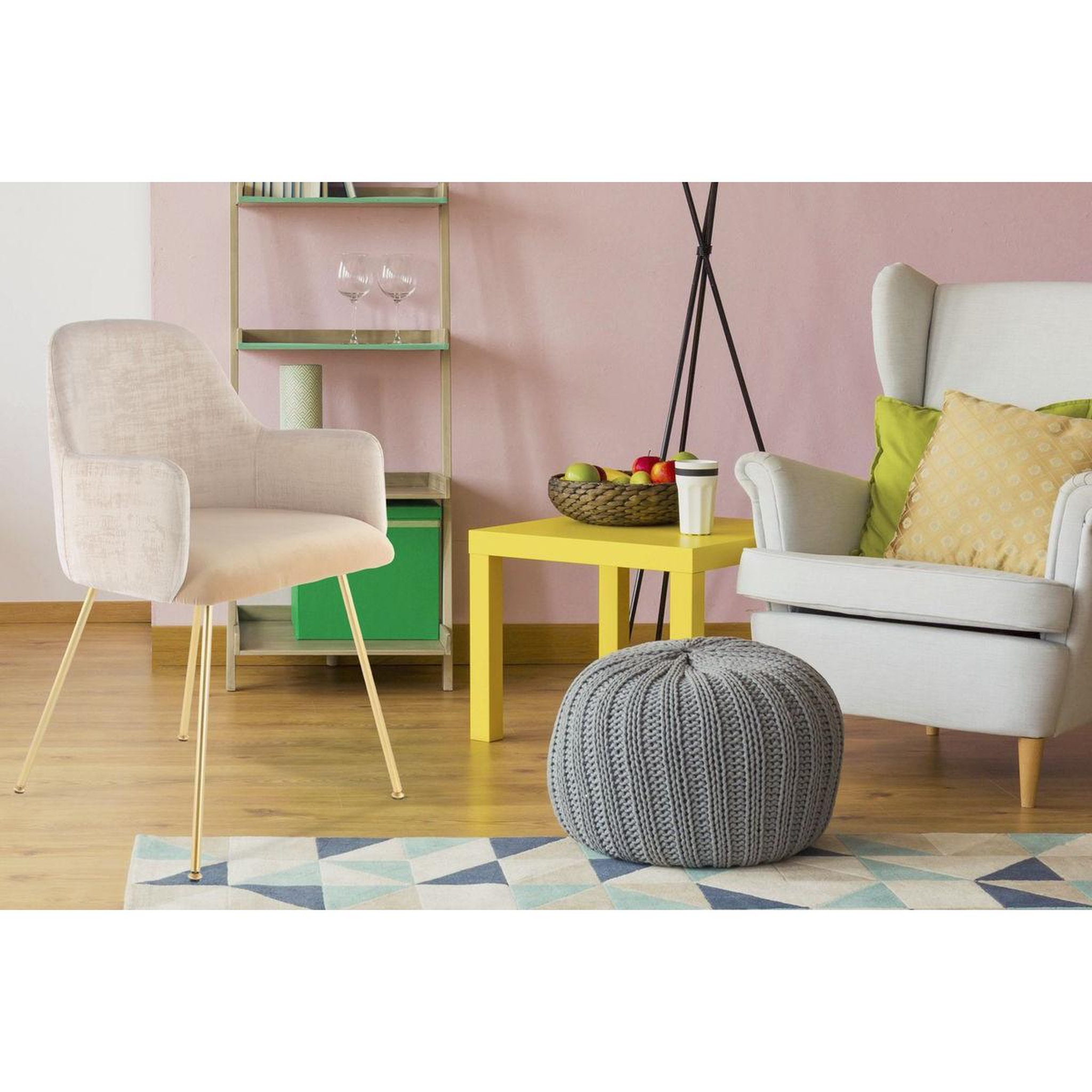 Voir la diapositive 2 : Paris Prix Chaise déco en velours  richard  85cm ivoire & beige