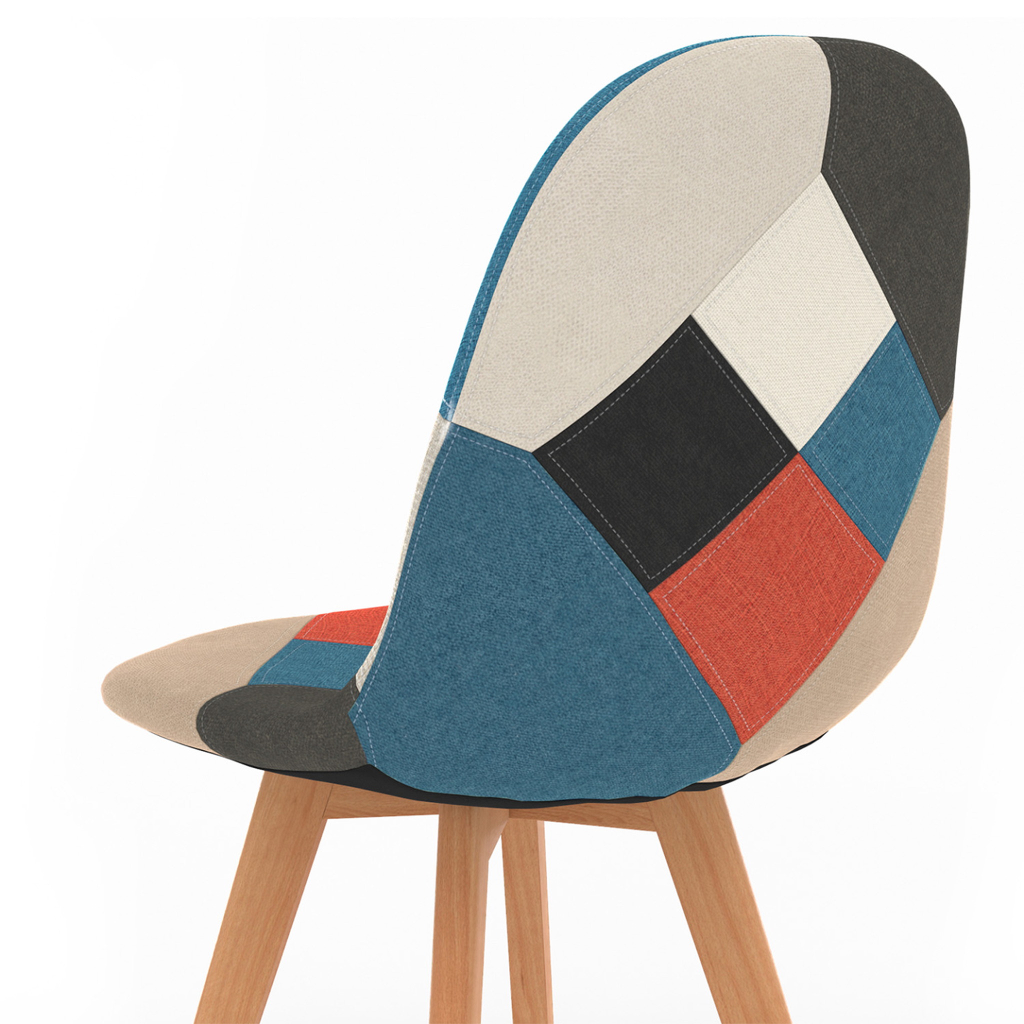 Voir la diapositive 6 : ID MARKET Lot de 4 chaises scandinaves sara motifs patchworks multi-couleurs