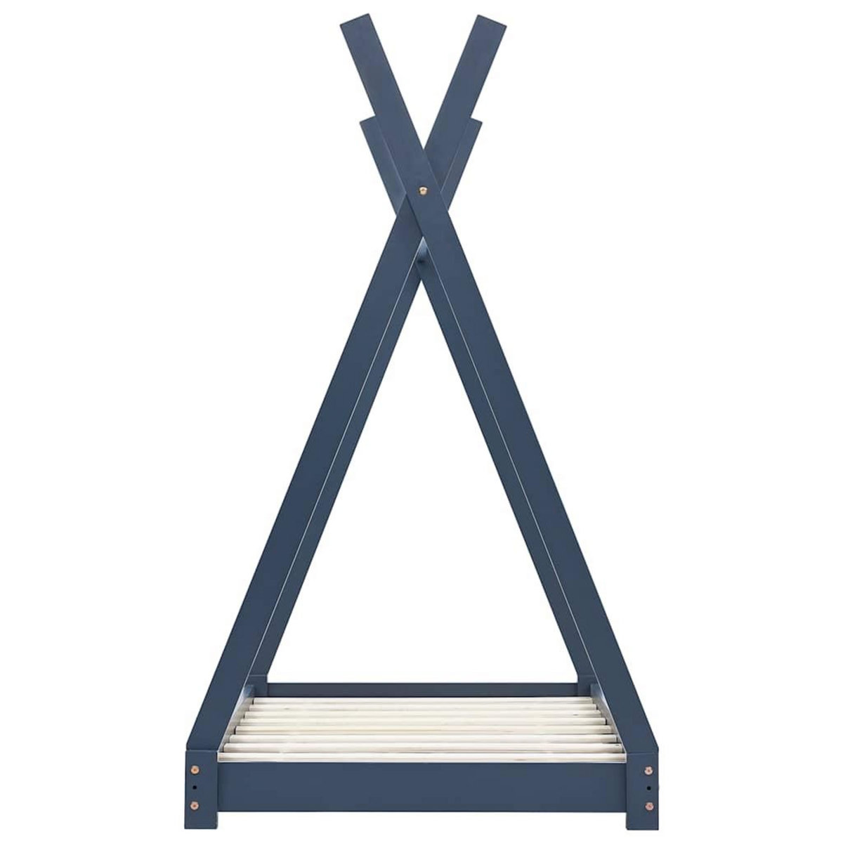 VIDAXL Cadre de lit d'enfant Gris  Bois de pin massif 90 x 200 cm