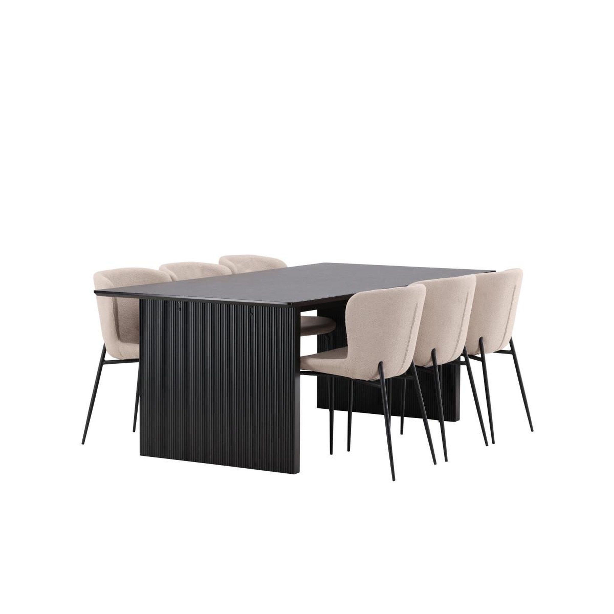 Voir la diapositive 2 : Paris Prix Ensemble table à manger & 6 chaises  vail & modesto  200cm noir & beige