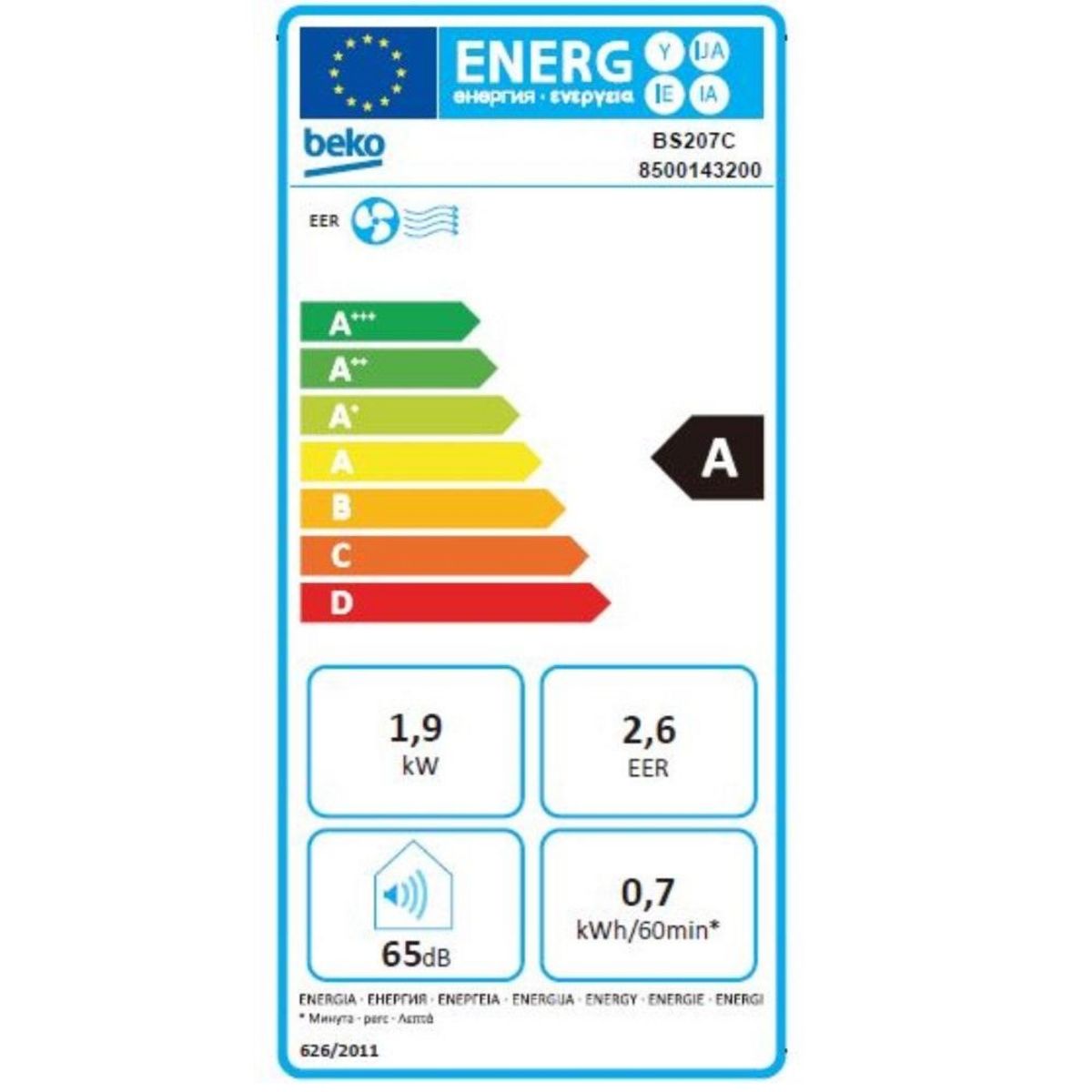 Beko Climatiseur mobile monobloc 1900w 20m² blanc - BS207C