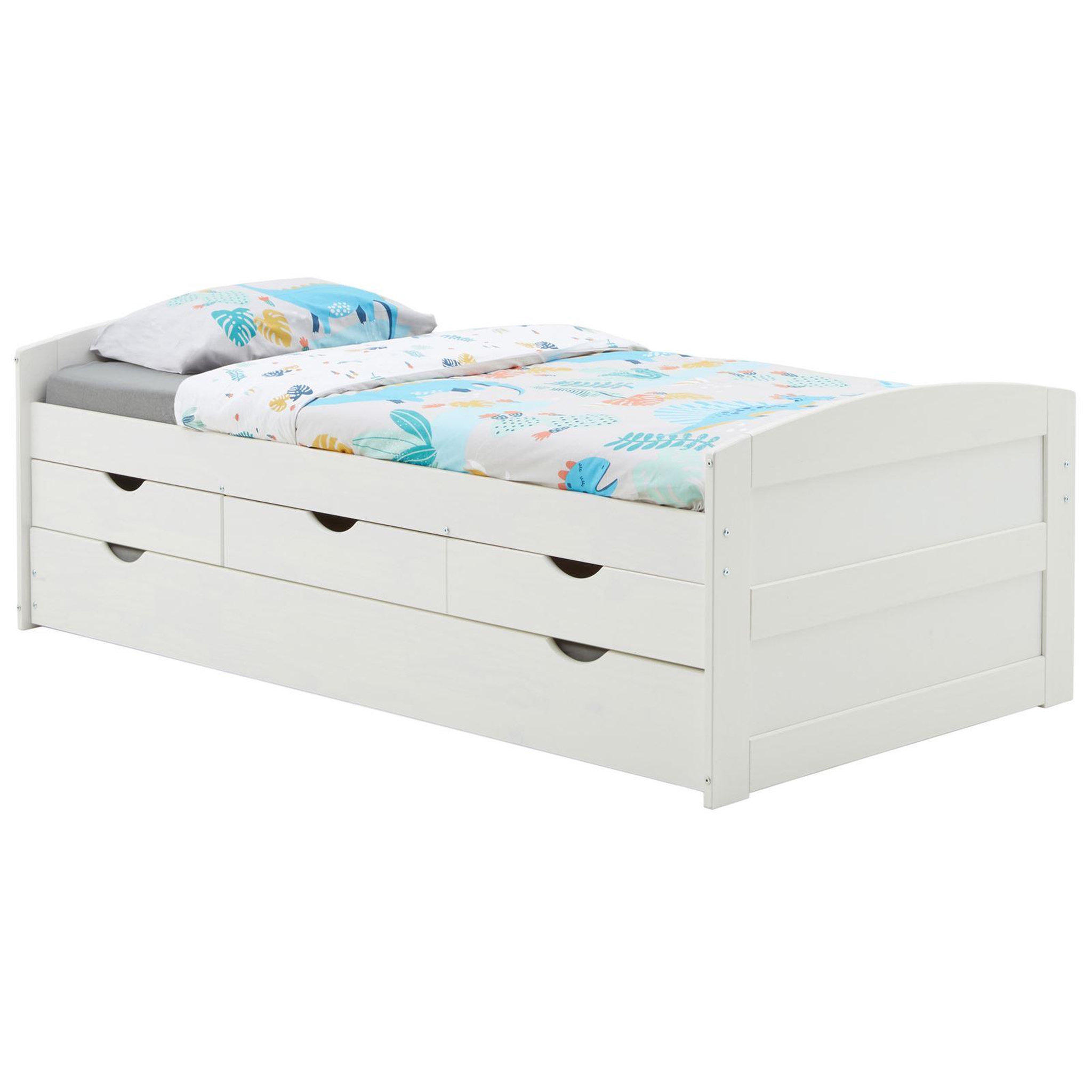 Voir la diapositive 3 : IDIMEX Lit gigogne avec rangements jessy, 90 x 190 cm en pin massif
