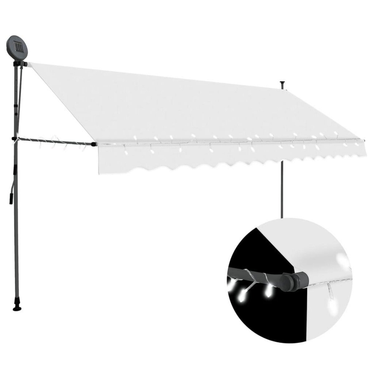 VIDAXL Auvent manuel retractable avec LED 400 cm Creme