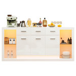 MERAX Buffet 3 porte(s) 3 tiroir(s) - 160 cm blanc led panneau de particules