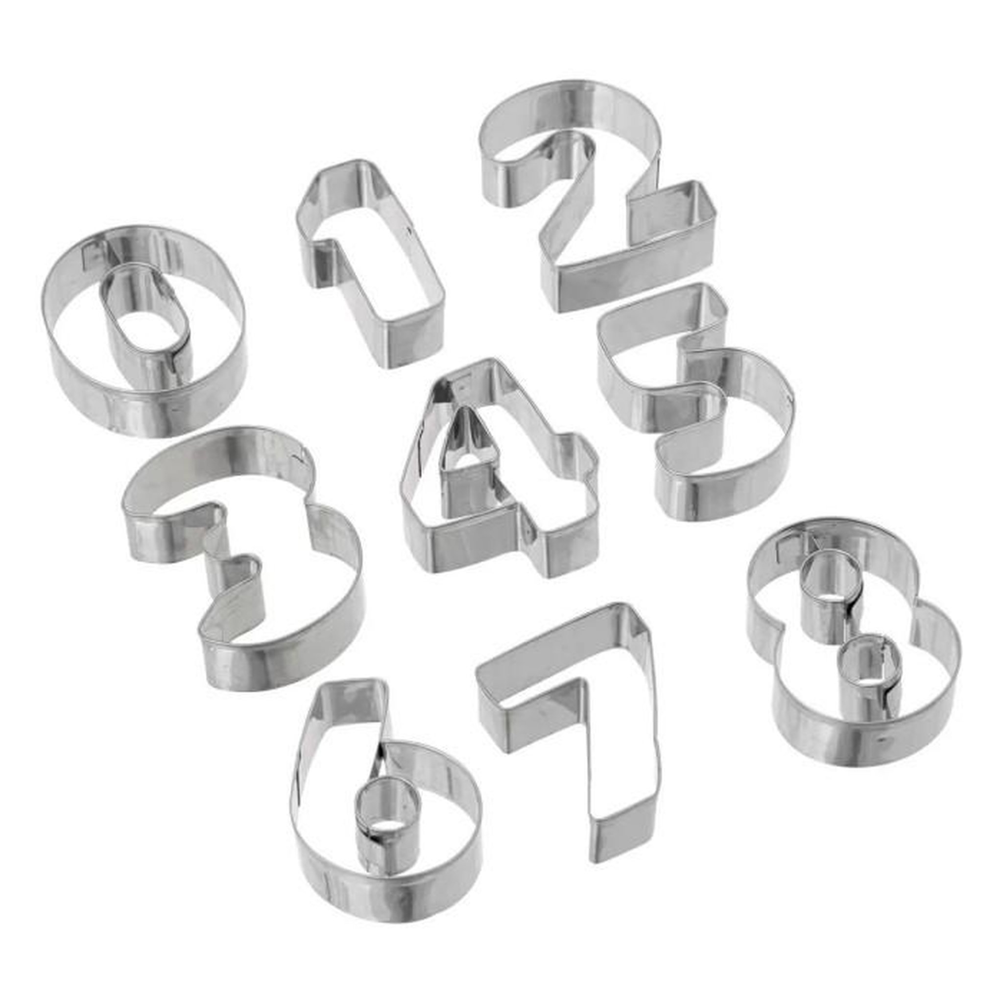 Voir la diapositive 2 : FIVE Emporte-Pièces en Inox  Lettres & Chiffres  10cm Gris