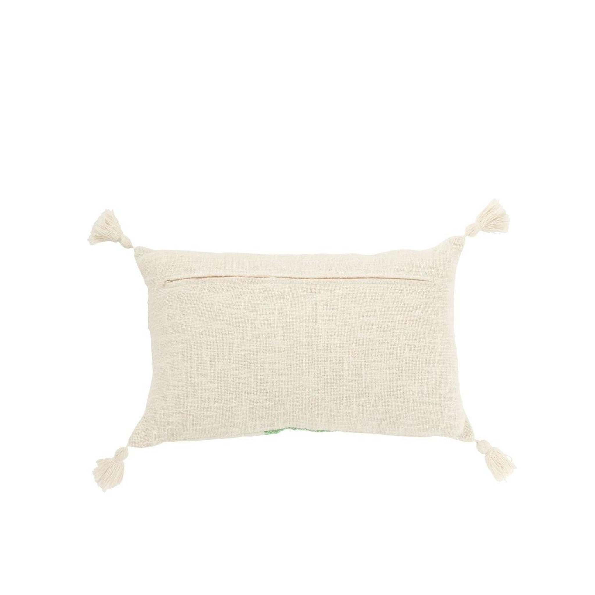 Voir la diapositive 2 : J-LINE Coussin déco ligne  polly  30x50cm blanc & vert