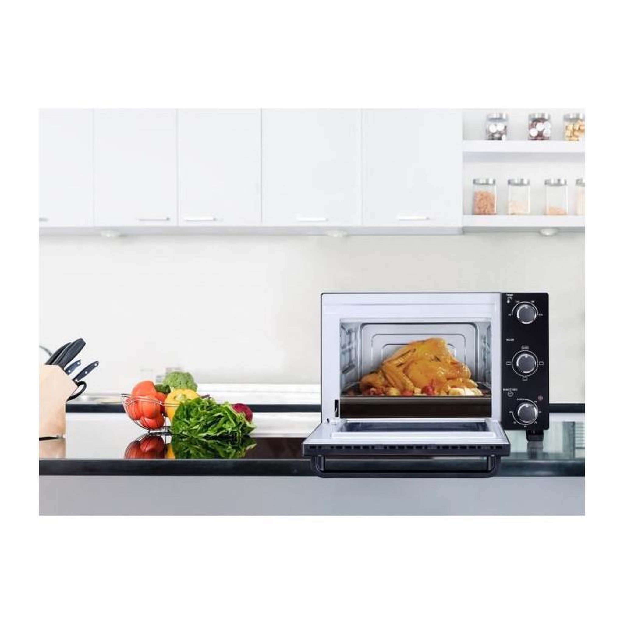 Voir la diapositive 5 : CONTINENTAL EDISON CONTINENTAL EDISON CEMF22B - Minifour electrique 22L noir - 1300W - Rotissoire, Convection naturelle