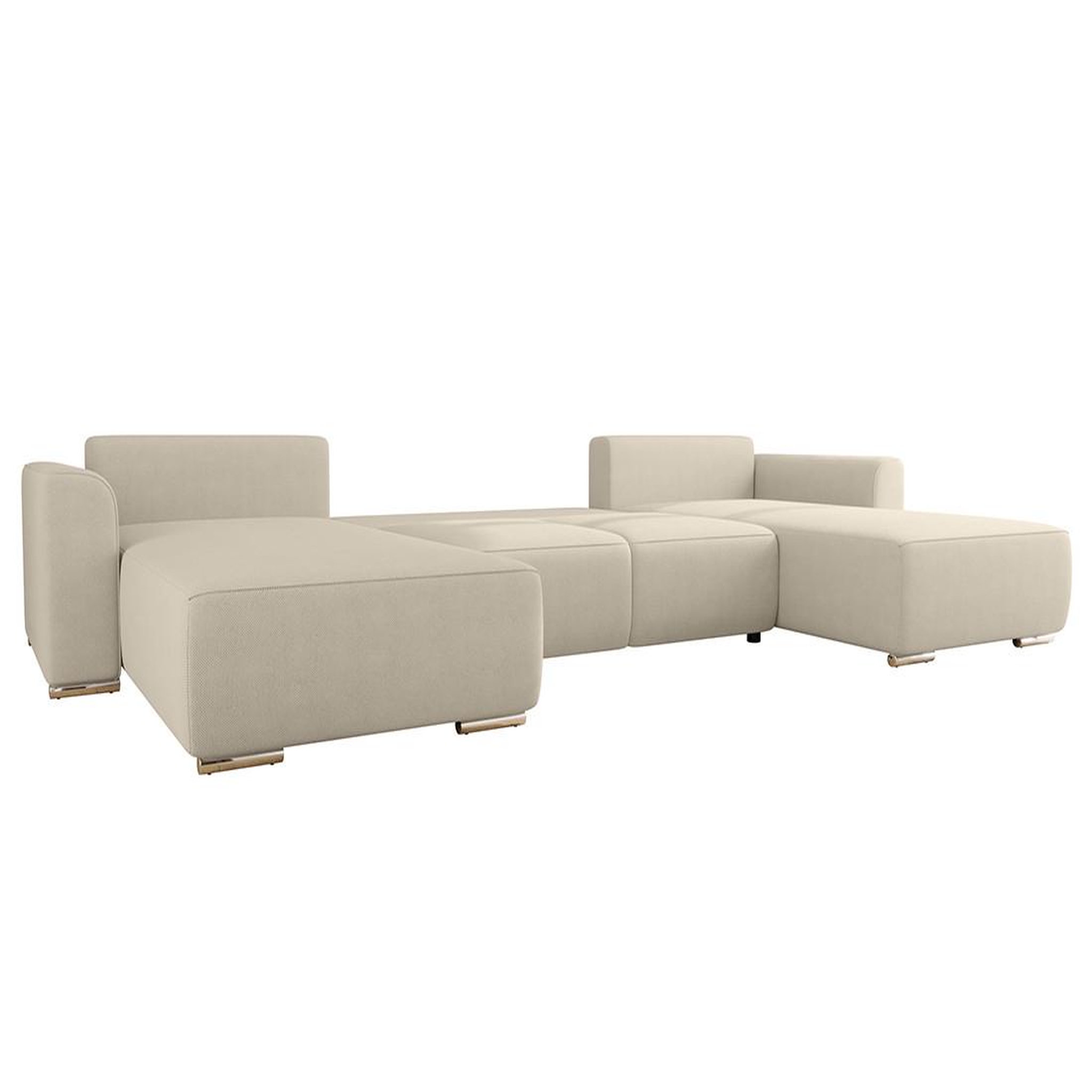 Voir la diapositive 4 : BEST MOBILIER Gabriel - canapé panoramique en u 7 places convertible avec coffre en tissu texturé