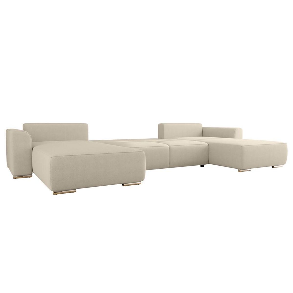BEST MOBILIER Gabriel - canapé panoramique en u 7 places convertible avec coffre en tissu texturé
