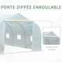 Voir la diapositive 5 : OUTSUNNY Serre tunnel de jardin dim. 4,45L x 2,99l x 2H m porte + 6 fenêtres enroulables acier galvanisé bâche PE haute densité blanc