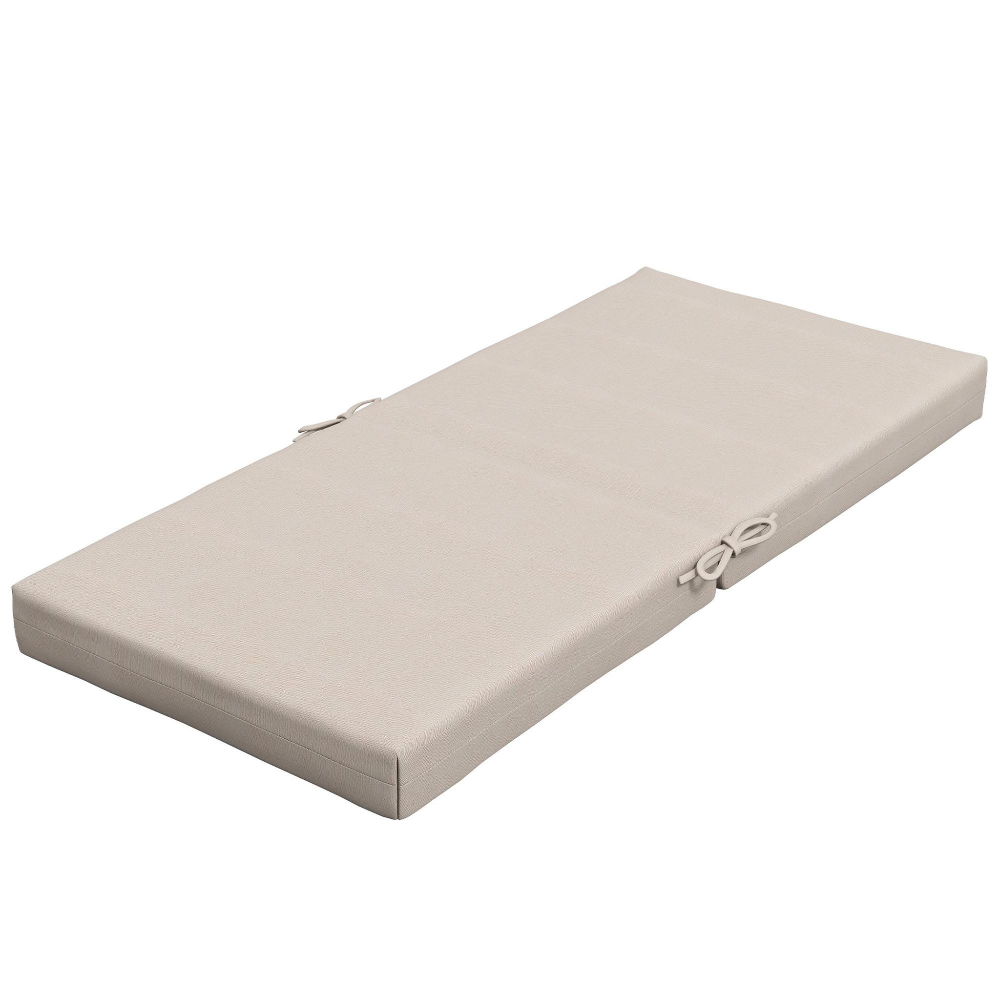 Voir la diapositive 4 : OUTSUNNY Lot de 2 coussins galettes de chaise de jardin - dim. 112L x 51l x ép. 8 cm - cordons attache - polyester déperlant beige