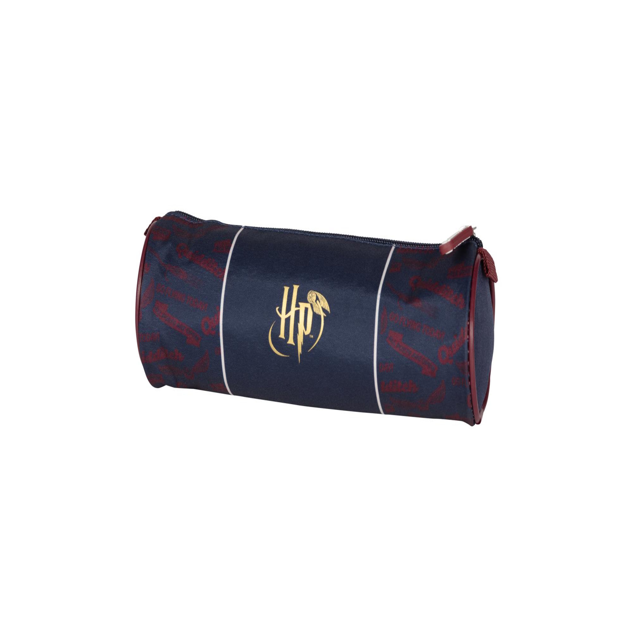 Bagtrotter Harry Potter - Trousse scolaire Ronde Quidditch - Bleu/Bordeaux - 2 compartiments