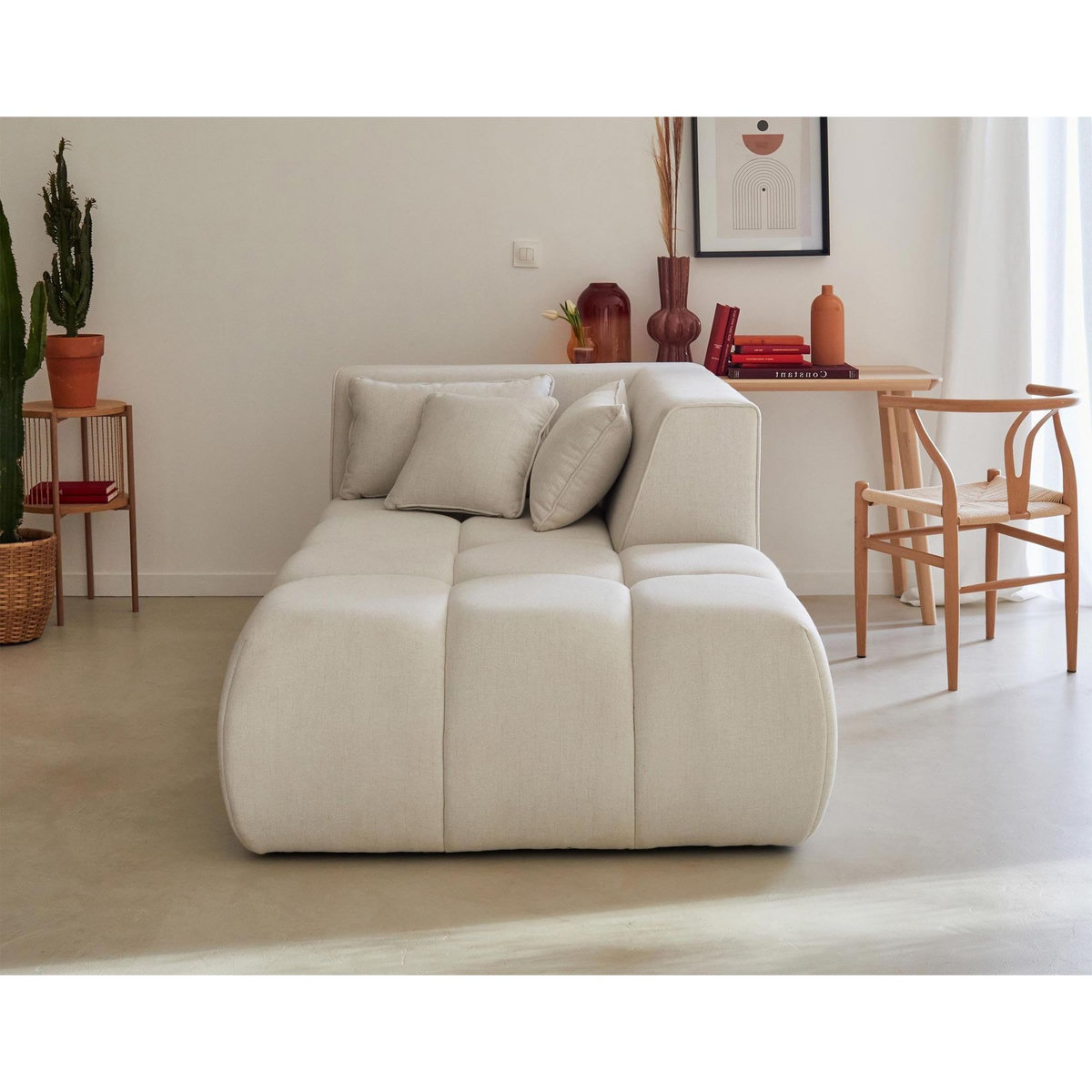 LISA DESIGN Caracas - module d'assise méridienne droit - en tissu