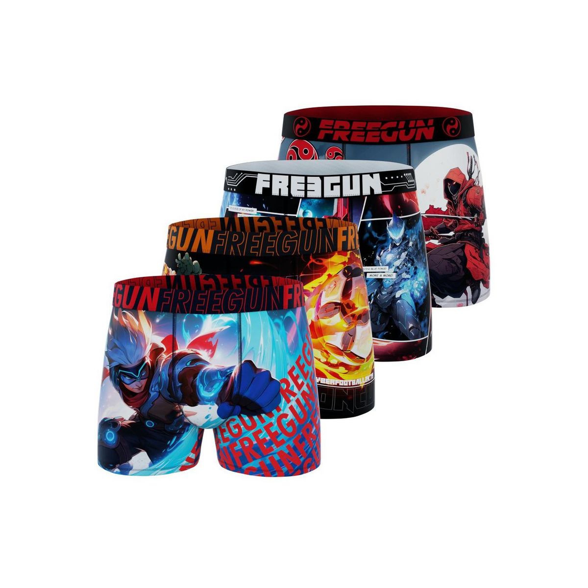 FREEGUN Lot de 4 boxers enfant Heroes Power
