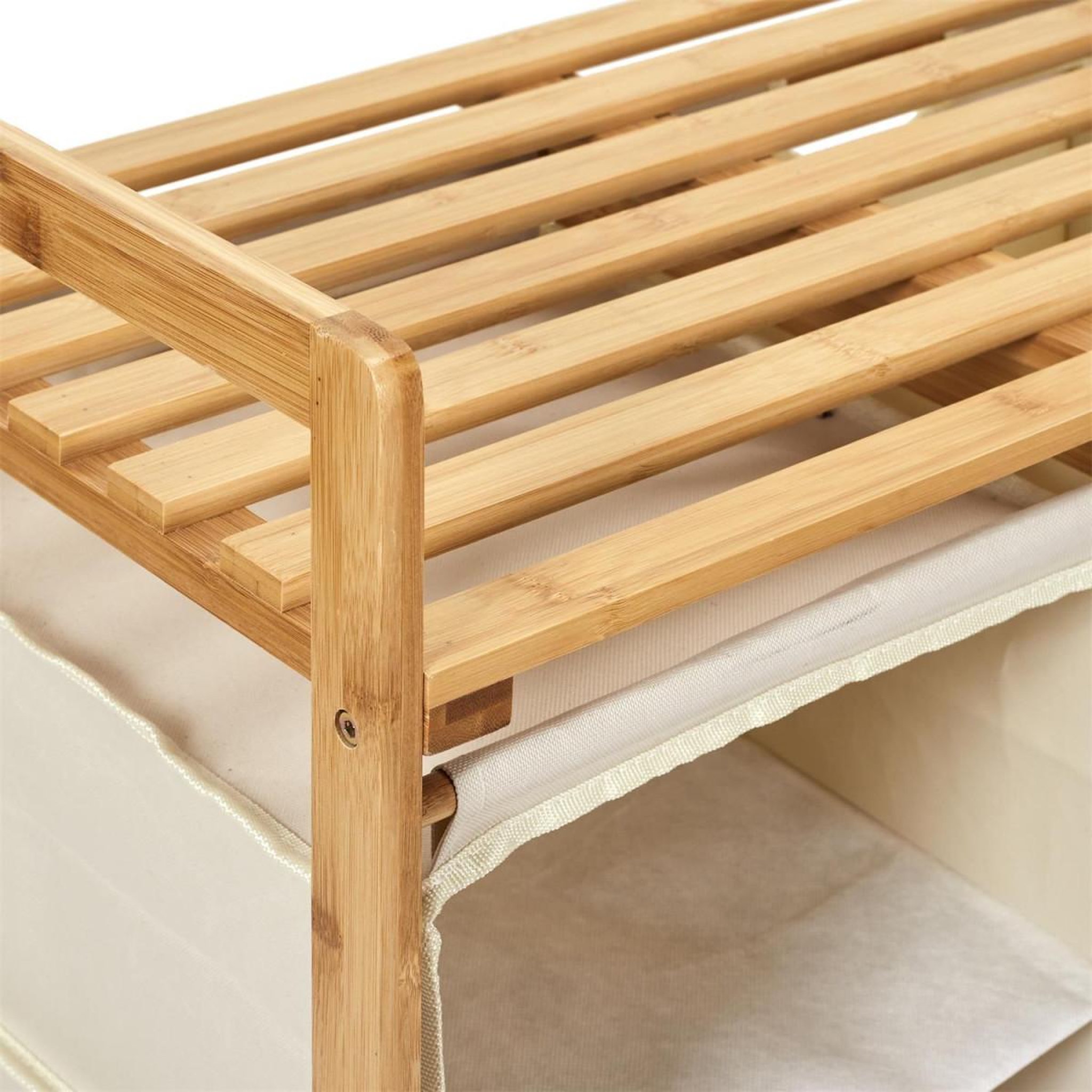 Voir la diapositive 4 : The Home Deco Factory Meuble à linge rangements  bambou  77cm beige