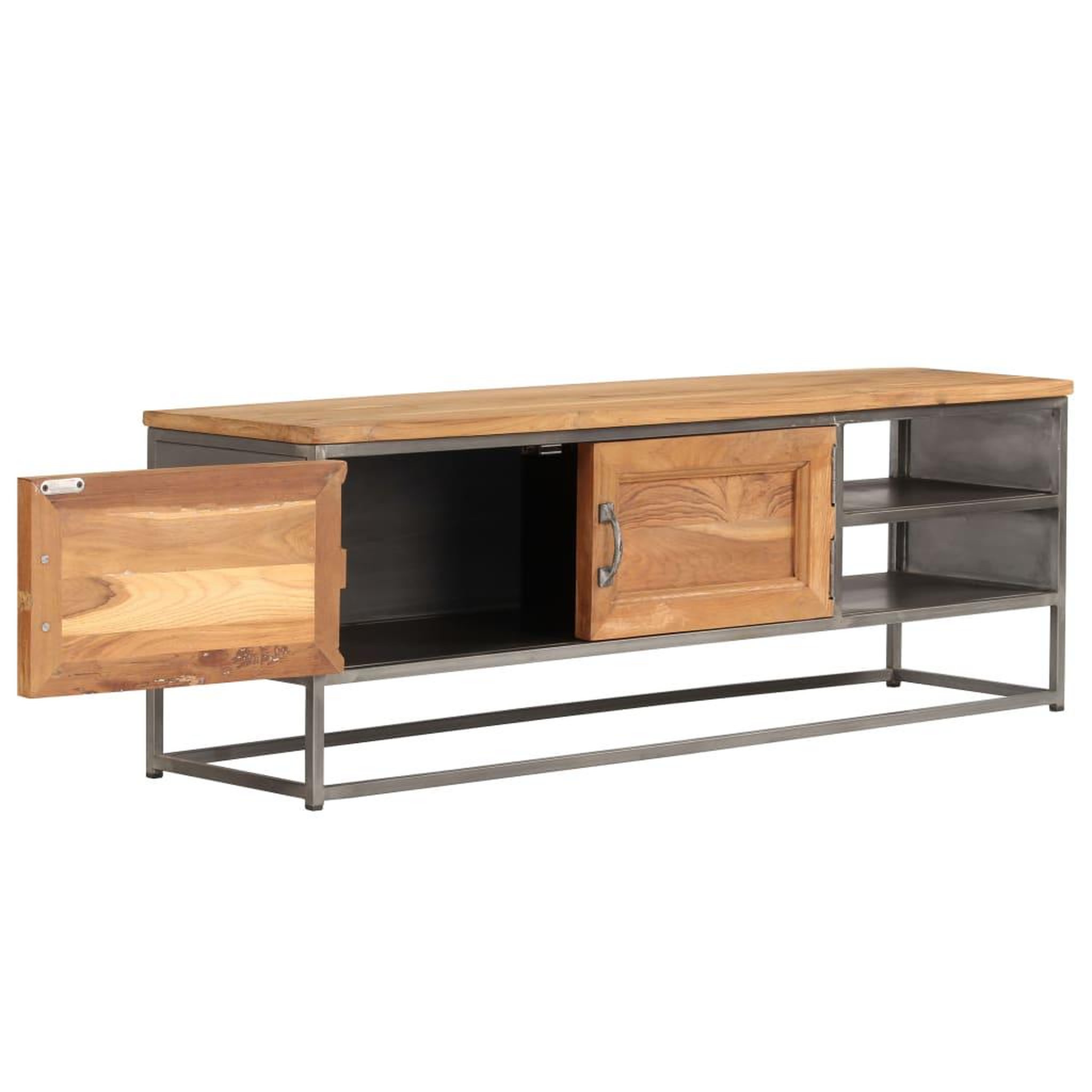 Voir la diapositive 5 : VIDAXL Meuble tv teck recycle et acier 120x30x40 cm