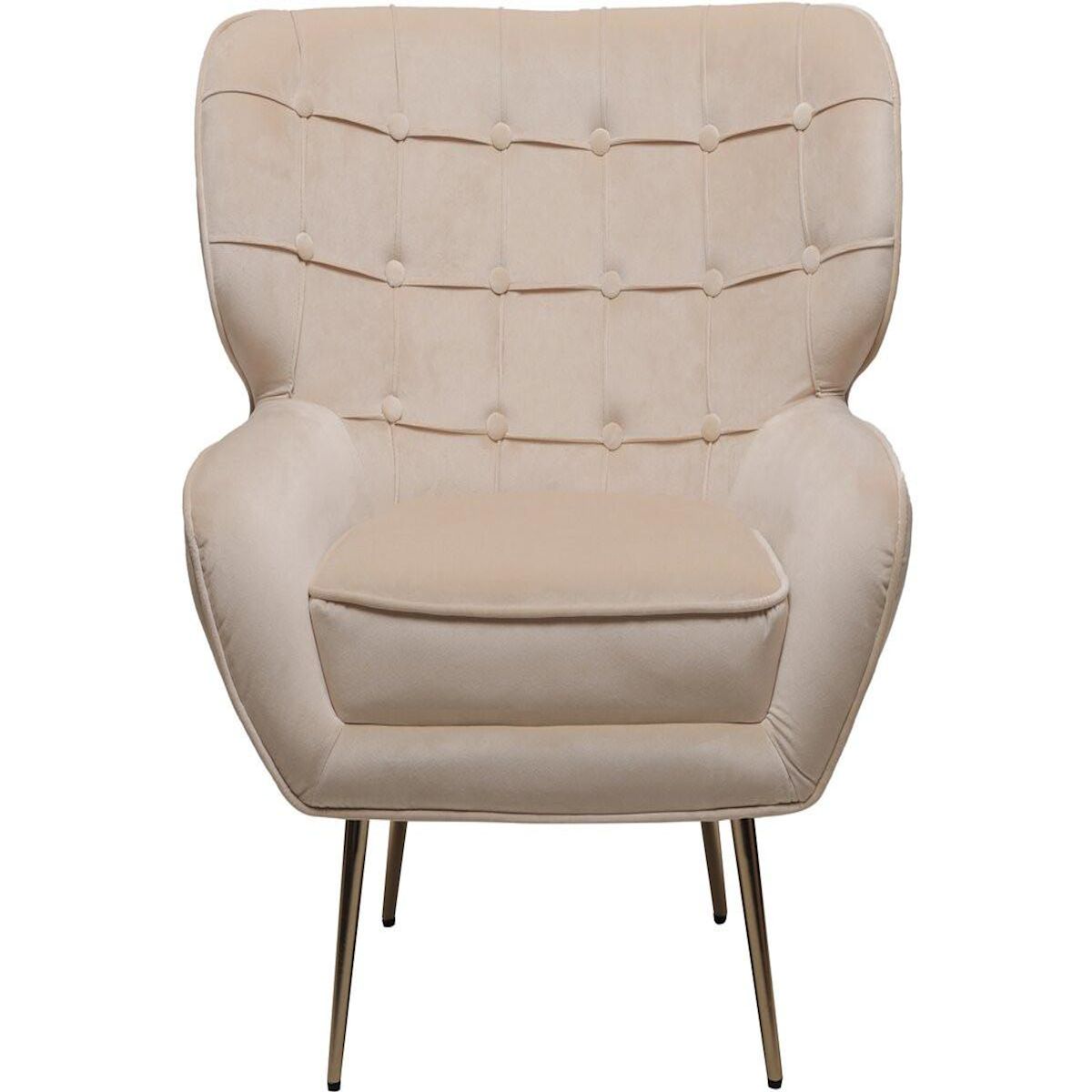 Habitat et Jardin Fauteuil en velours  Austin  - 79 x 71 x 79.5 cm - Beige