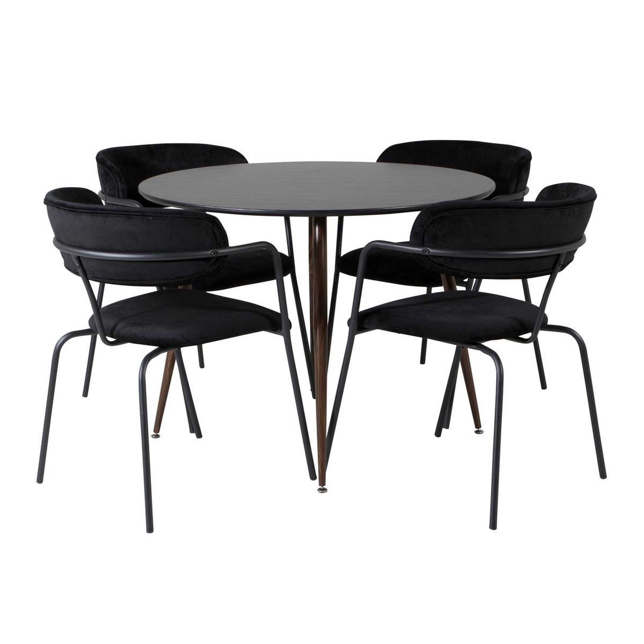 Paris Prix Ensemble table à manger & 4 chaises  plaza & arrow  100cm noir