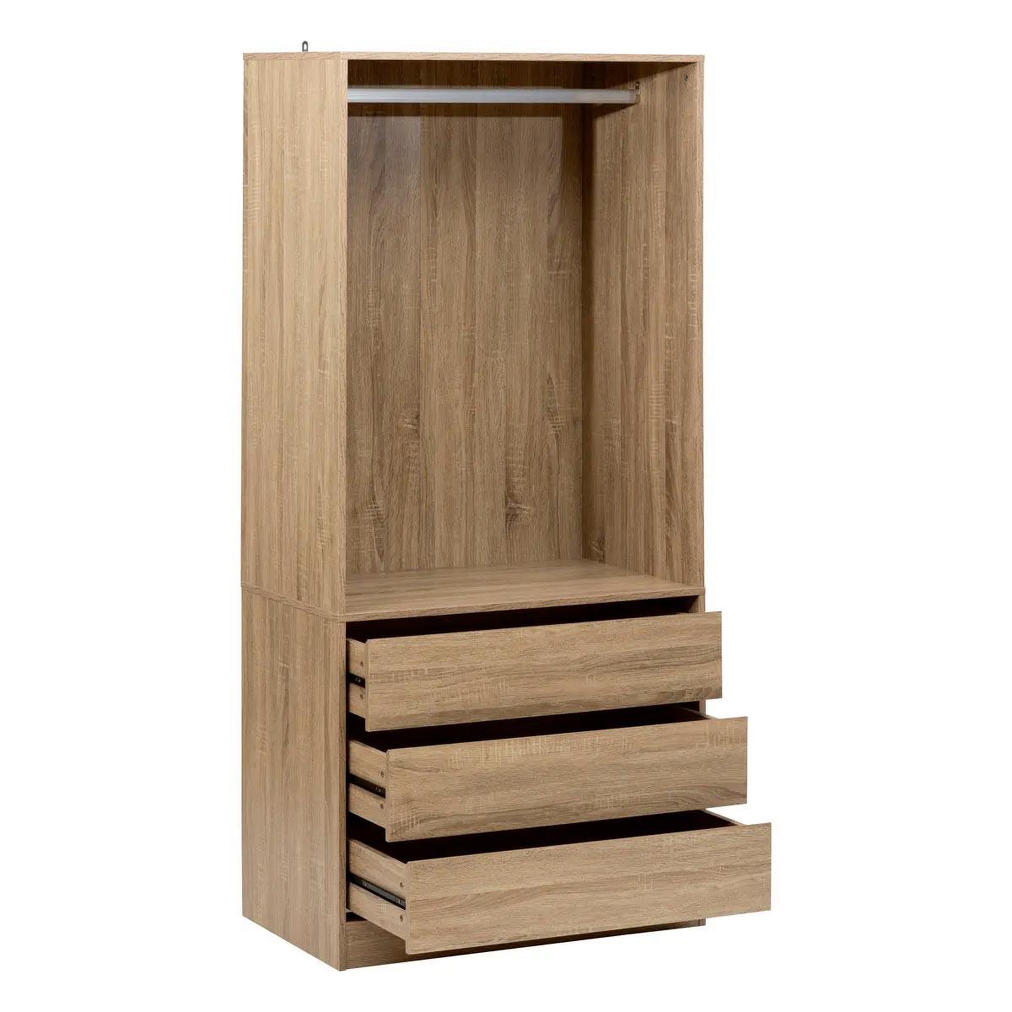 Voir la diapositive 2 : FIVE Dressing penderie 3 tiroirs  black edition  180cm naturel