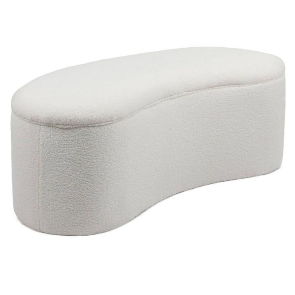 Paris Prix Banquette & Coffre Bouclette  Courbe  120cm Blanc
