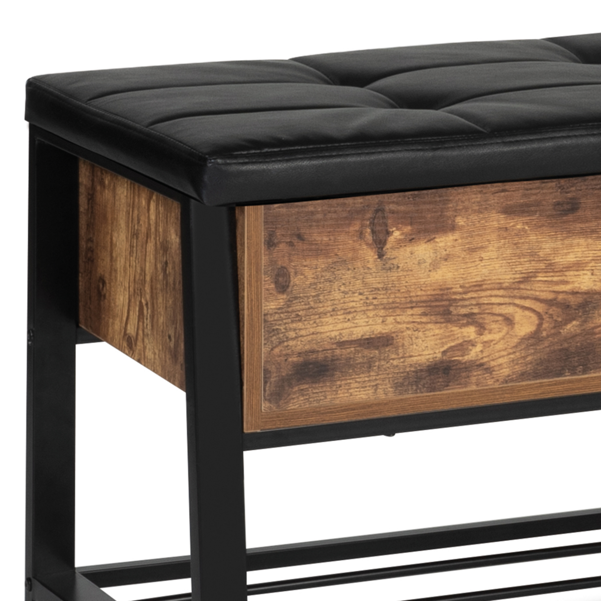 ID MARKET Banc coffre d'entrée chaussures NINO design industriel