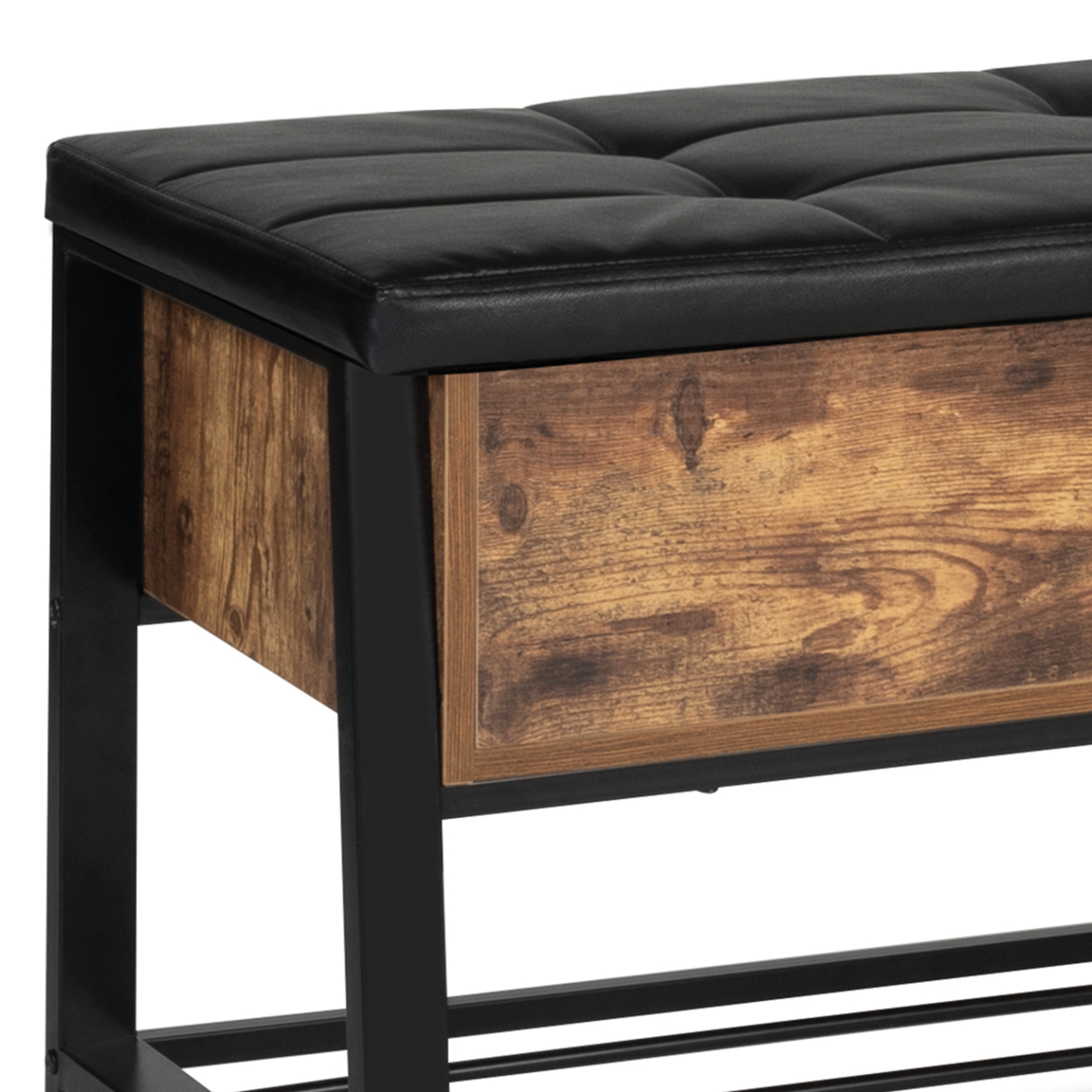 ID MARKET Banc coffre d'entrée chaussures NINO design industriel