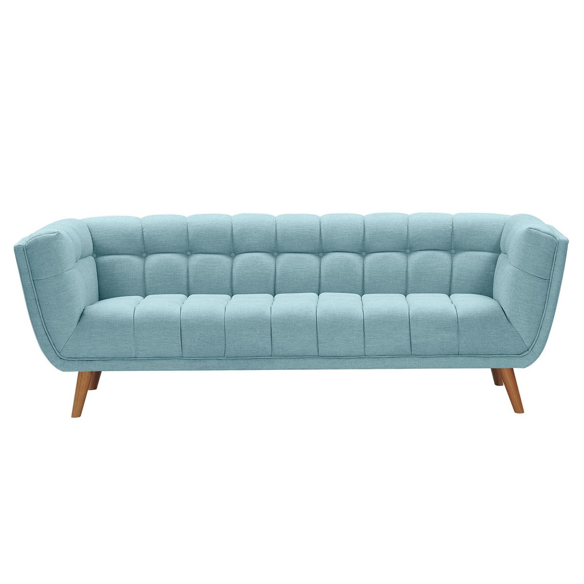 Rendez vous déco Canapé 3 places capitonné en tissu gris - Carmen
