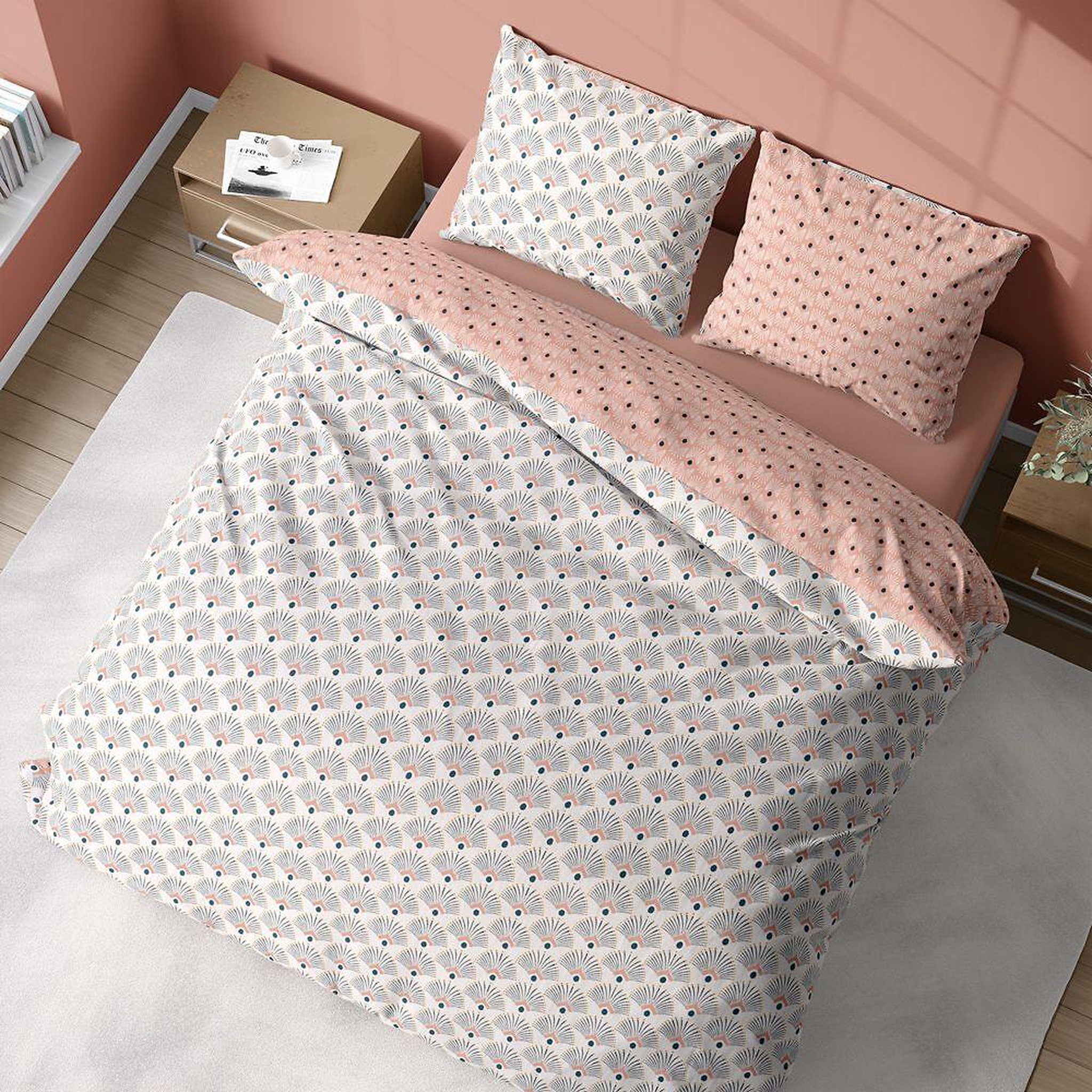 Voir la diapositive 3 : Home collection Parure housse de couette 100% coton bio 57fils mille