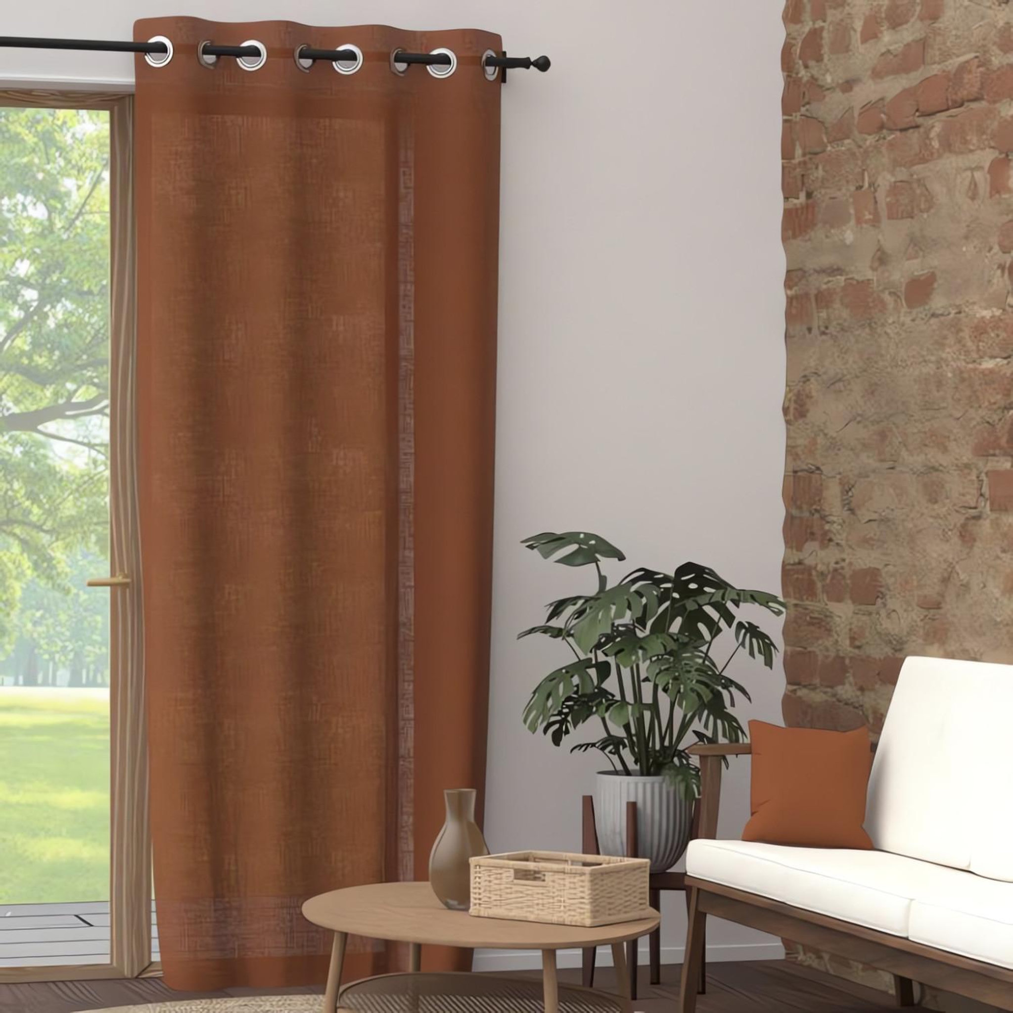 Voir la diapositive 2 : SOLEIL D'OCRE Rideau à oeillets pur coton PANAMA, par Soleil d'Ocre