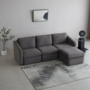 Voir la diapositive 3 : CONCEPT USINE Canapé modulable 3 places gris foncé avec pouf KONEKT