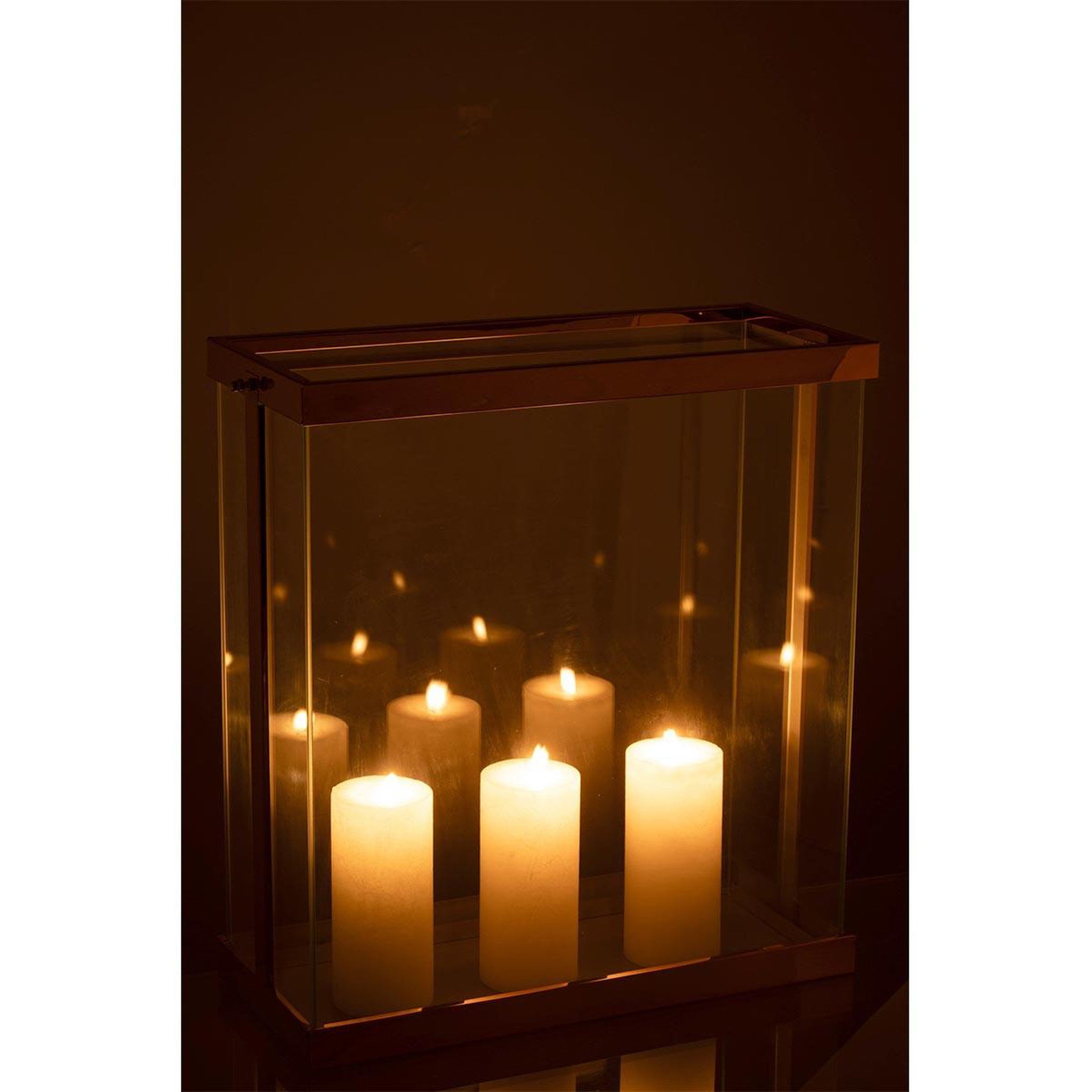 Voir la diapositive 3 : J-LINE Lanterne en Verre  Enma  45cm Cuivre