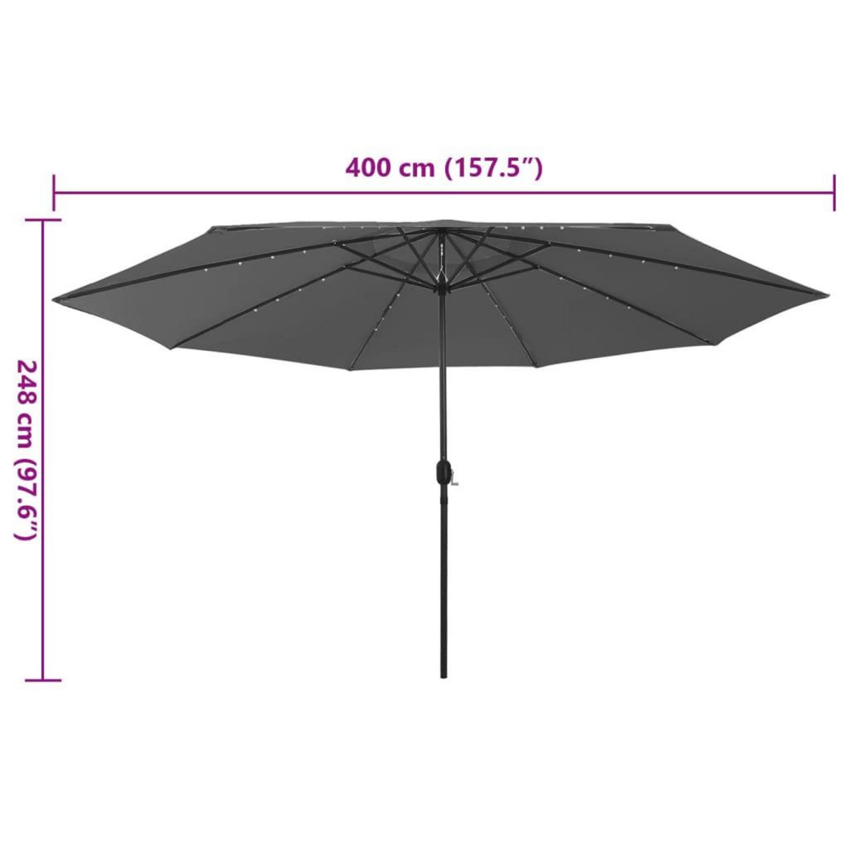 VIDAXL Parasol de jardin avec lumieres LED et mat en metal anthracite