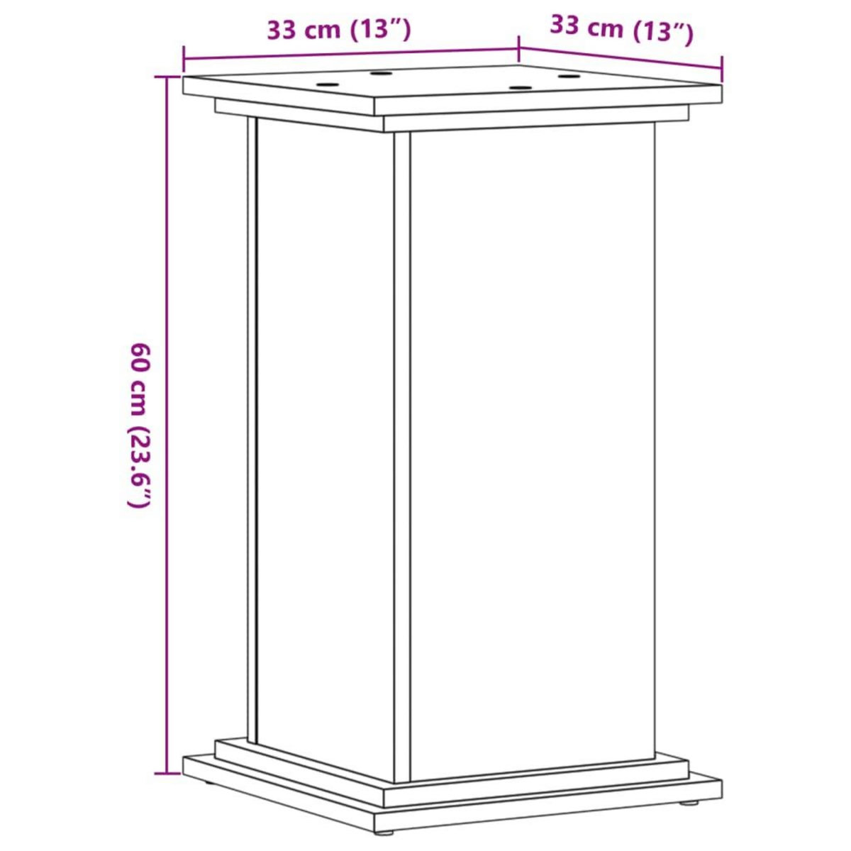VIDAXL Support pour plantes chene sonoma 33x33x60 cm bois d'ingenierie