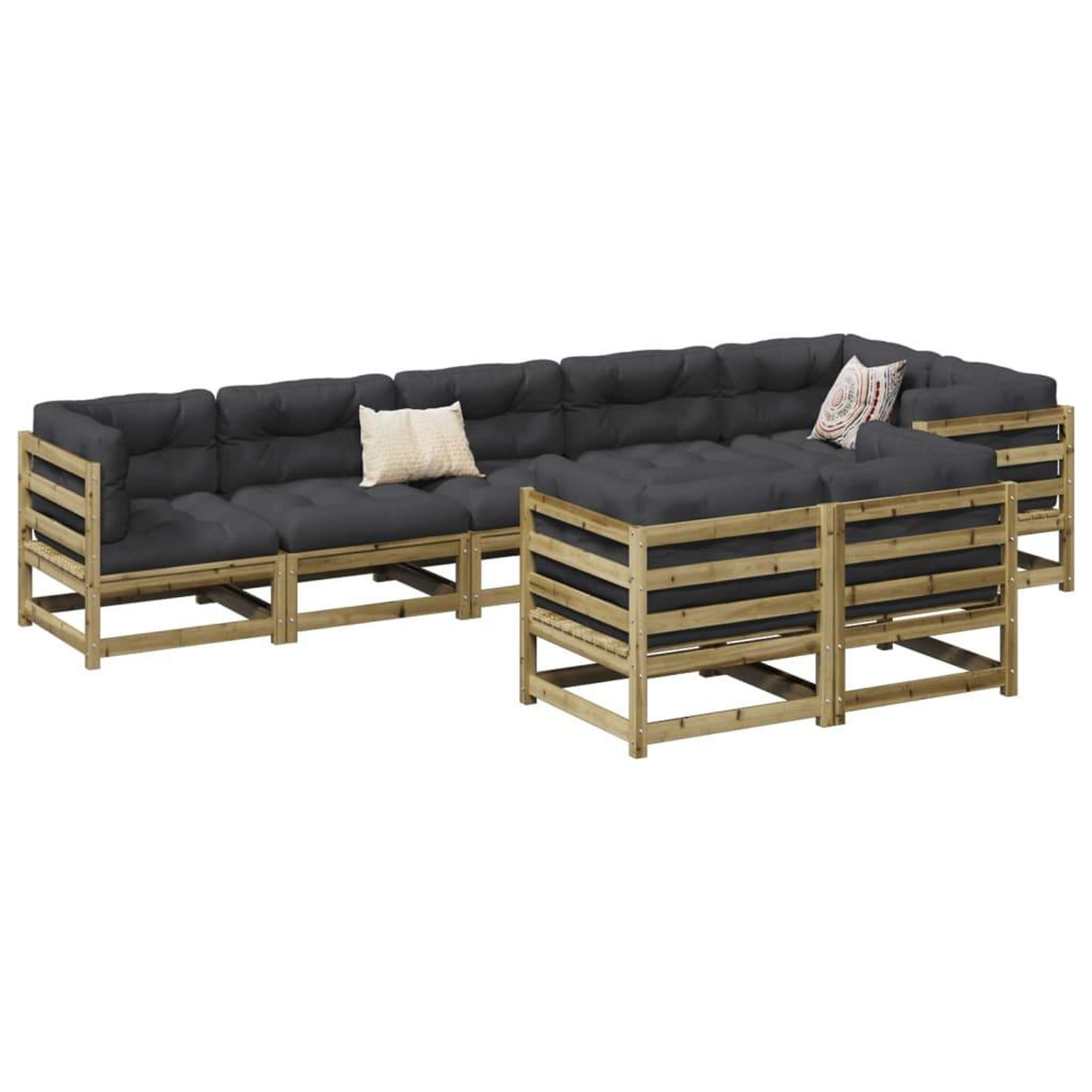 Voir la diapositive 1 : VIDAXL Salon de jardin 8 pcs bois de pin impregne