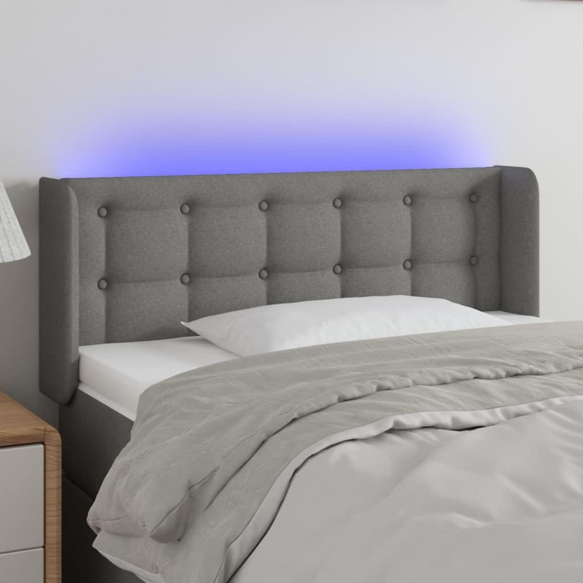 VIDAXL Tete de lit a LED Gris fonce 103x16x78/88 cm Tissu
